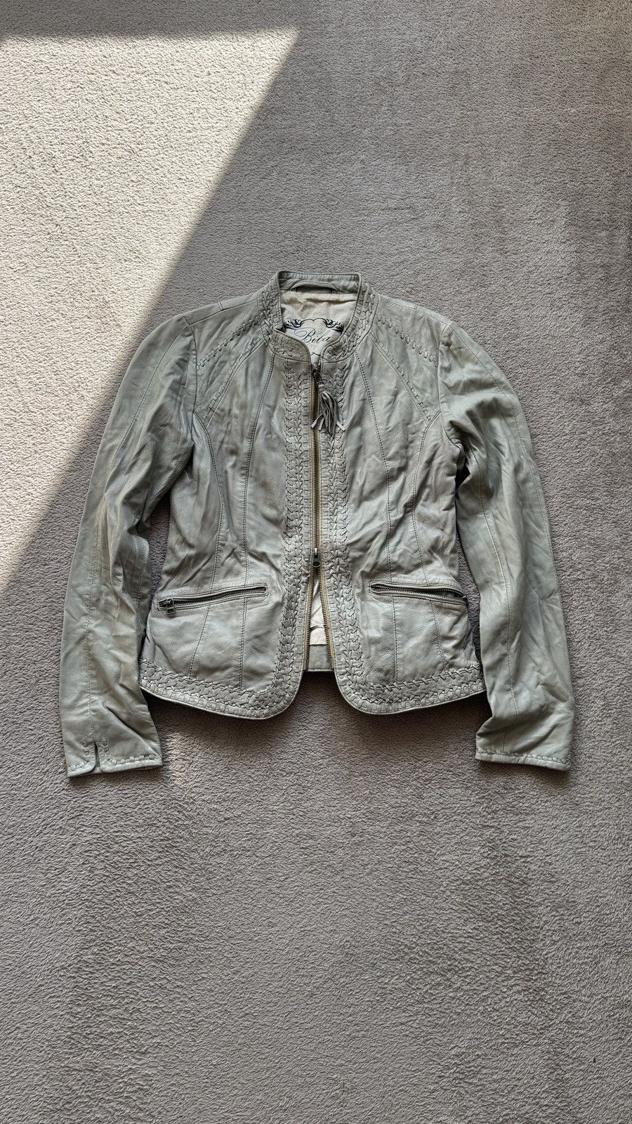 Y2K Vintage Moto Lambskin Leather Jacket Gucci Balmain Style