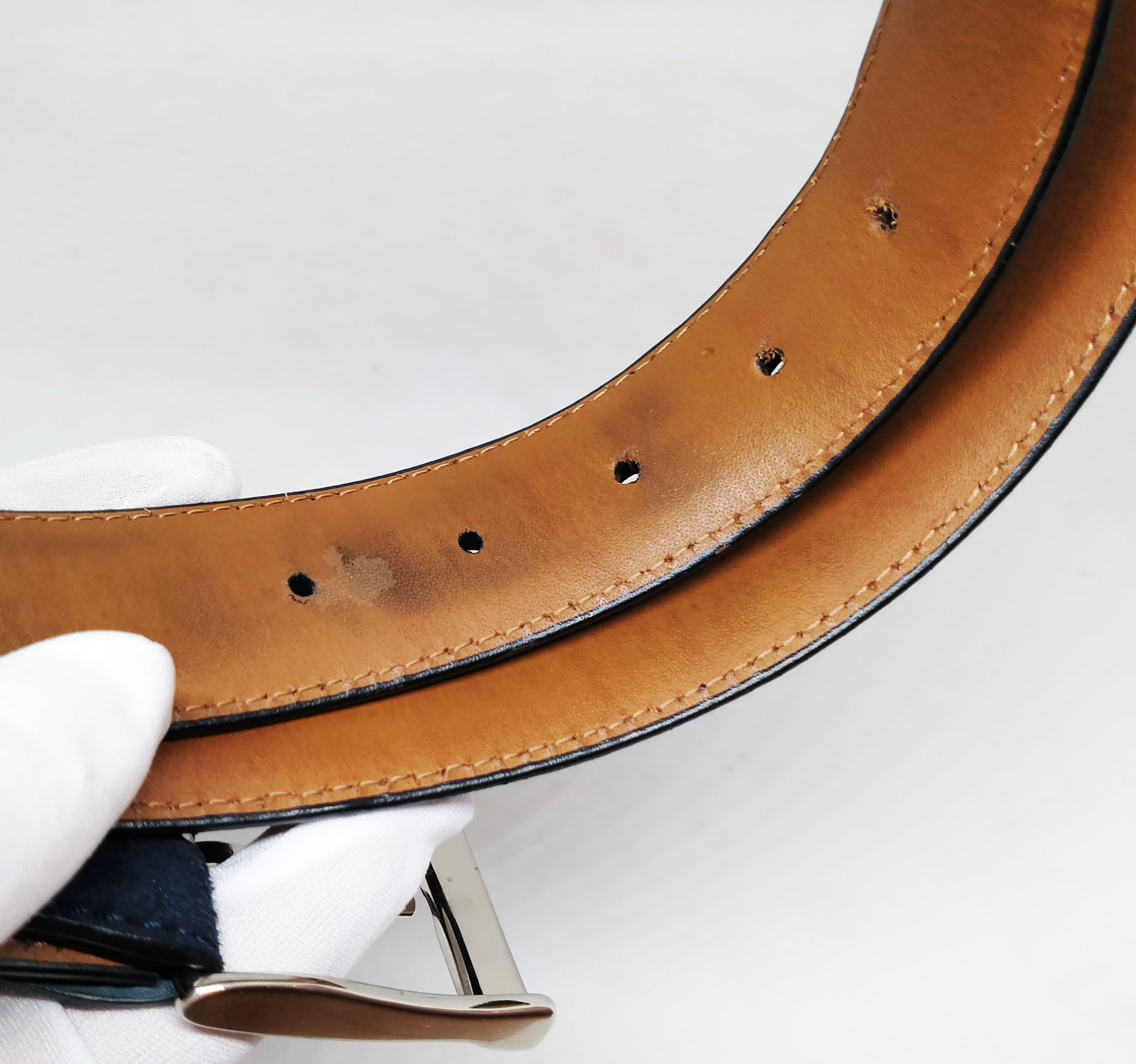 Magnanni Magnanni Suede Leather Belt, size 95, Dark Blue, Spain Size 36 - 12 Thumbnail