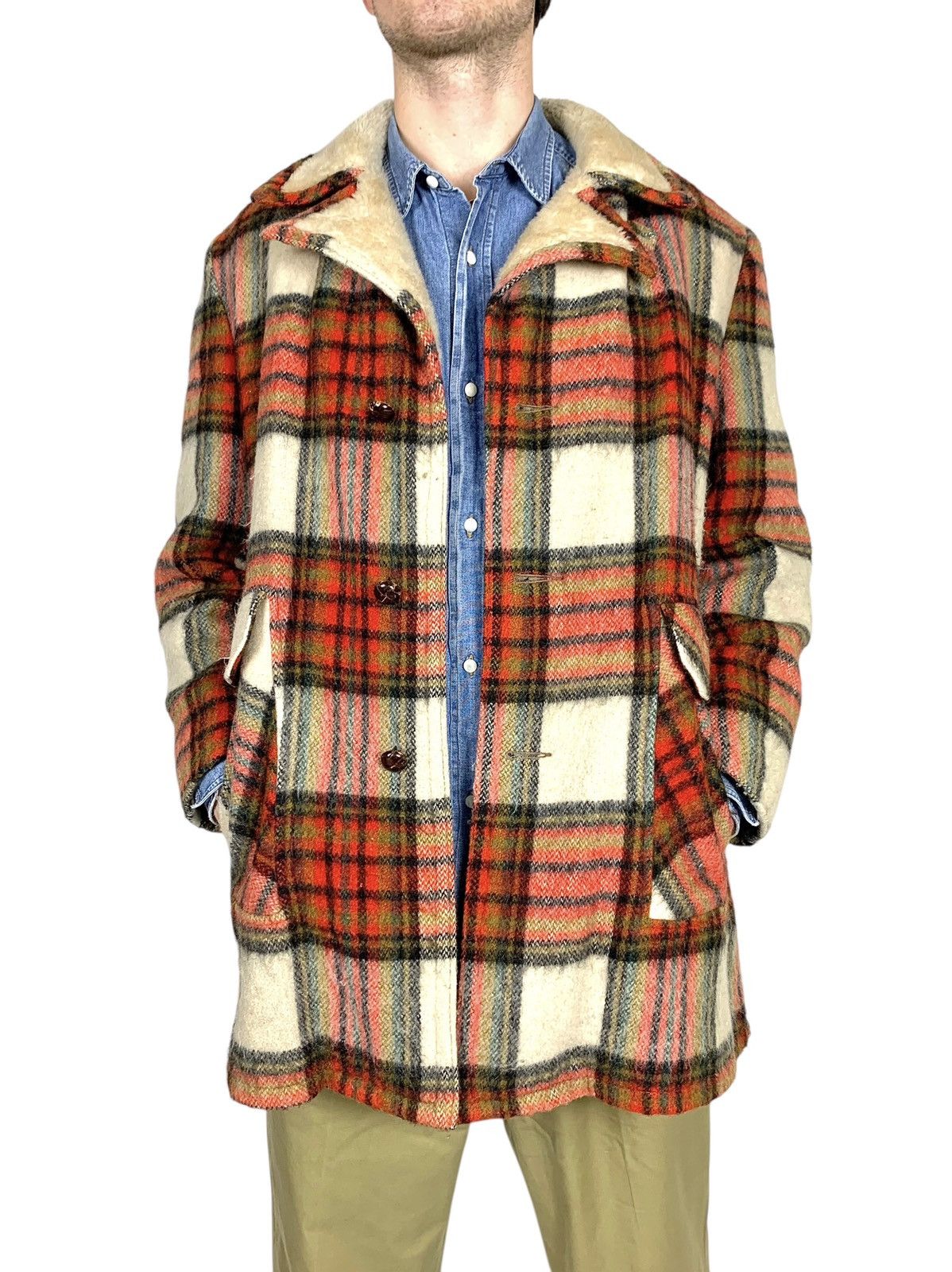 Japanese Brand 50s Vintage Canada Plaid Shearling Wool Heavy Coat Size US M / EU 48-50 / 2 - 5 Thumbnail