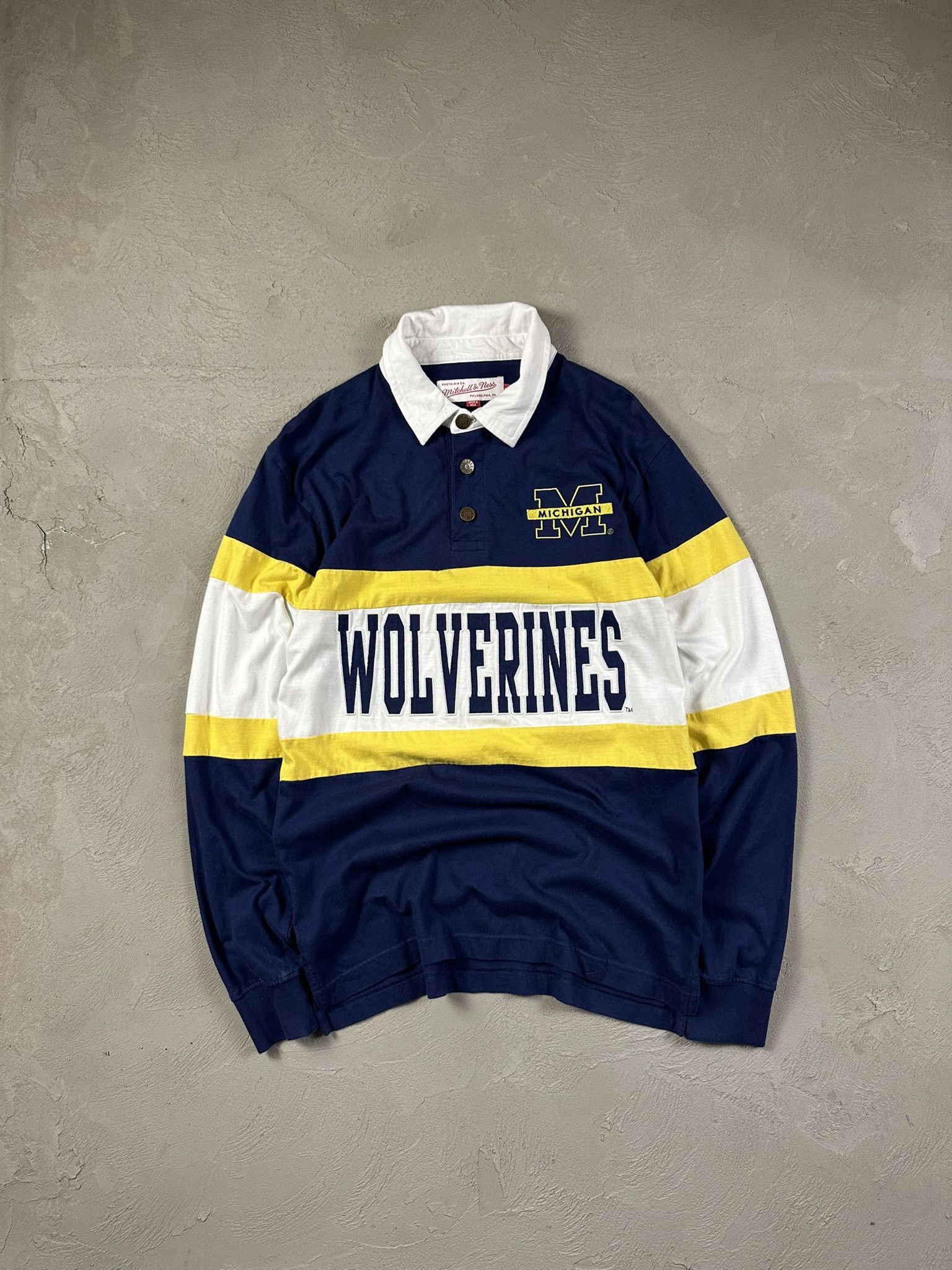 Mitchell & Ness Vintage Y2k Mitchell & Ness Michigan Wolverines Rugby Polo Size US S / EU 44-46 / 1 - 1 Thumbnail