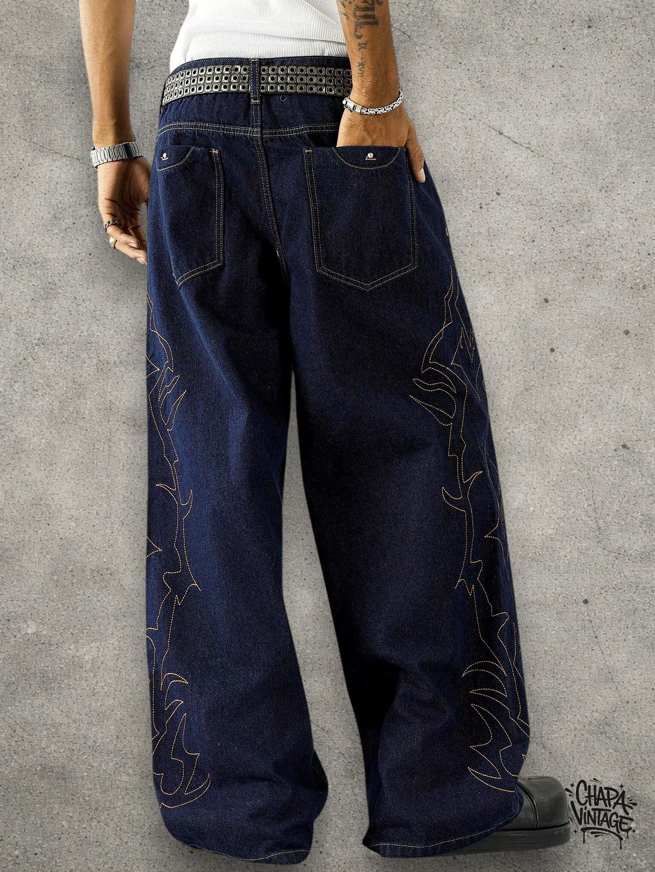 Japanese Brand Dark blue straight jeans Size US 32 / EU 48 - 3 Thumbnail