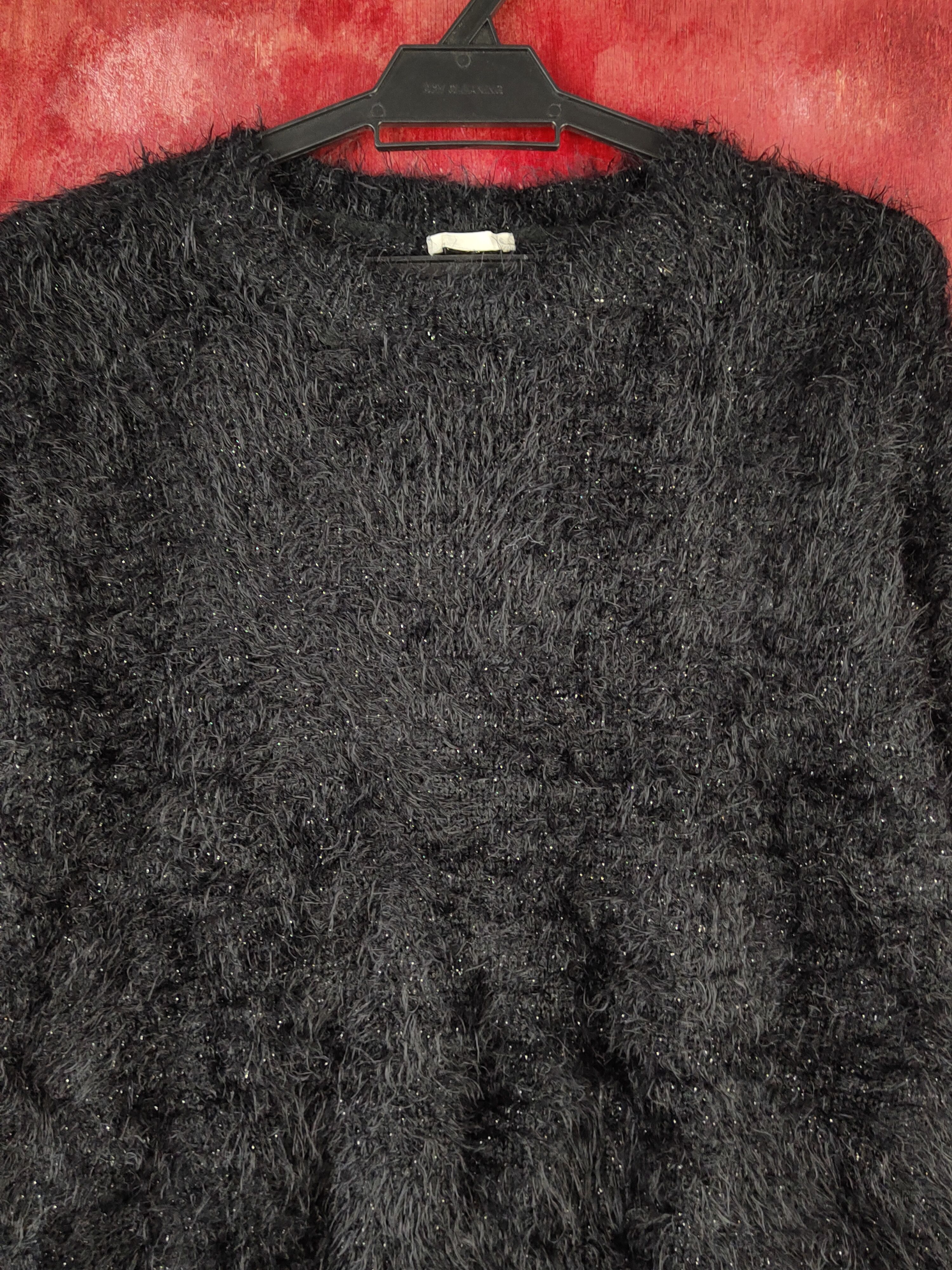 GU GU Black Shag Shaggy Fur Mohair Knitwear #S1890 Size S / US 4 / IT 40 - 2 Thumbnail