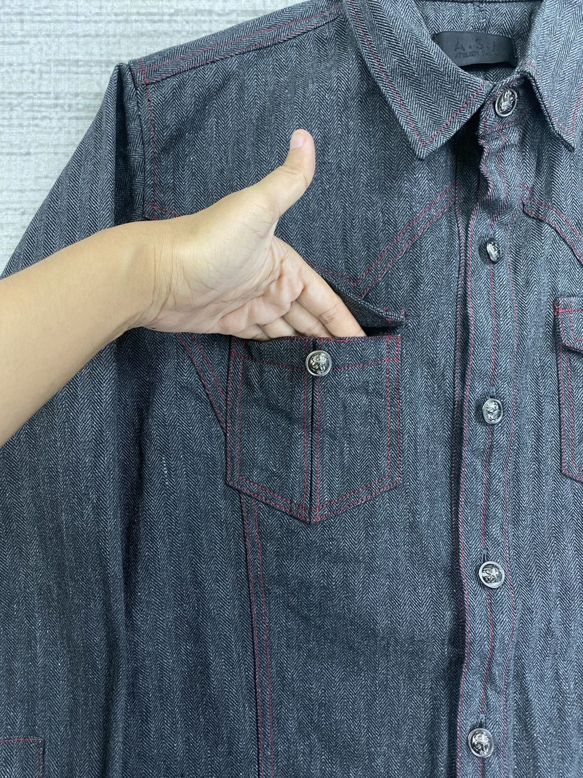 Japanese Brand Vtg A.S.M Atelier Sab Men Western Style Denim Button Shirt Size US M / EU 48-50 / 2 - 7 Thumbnail