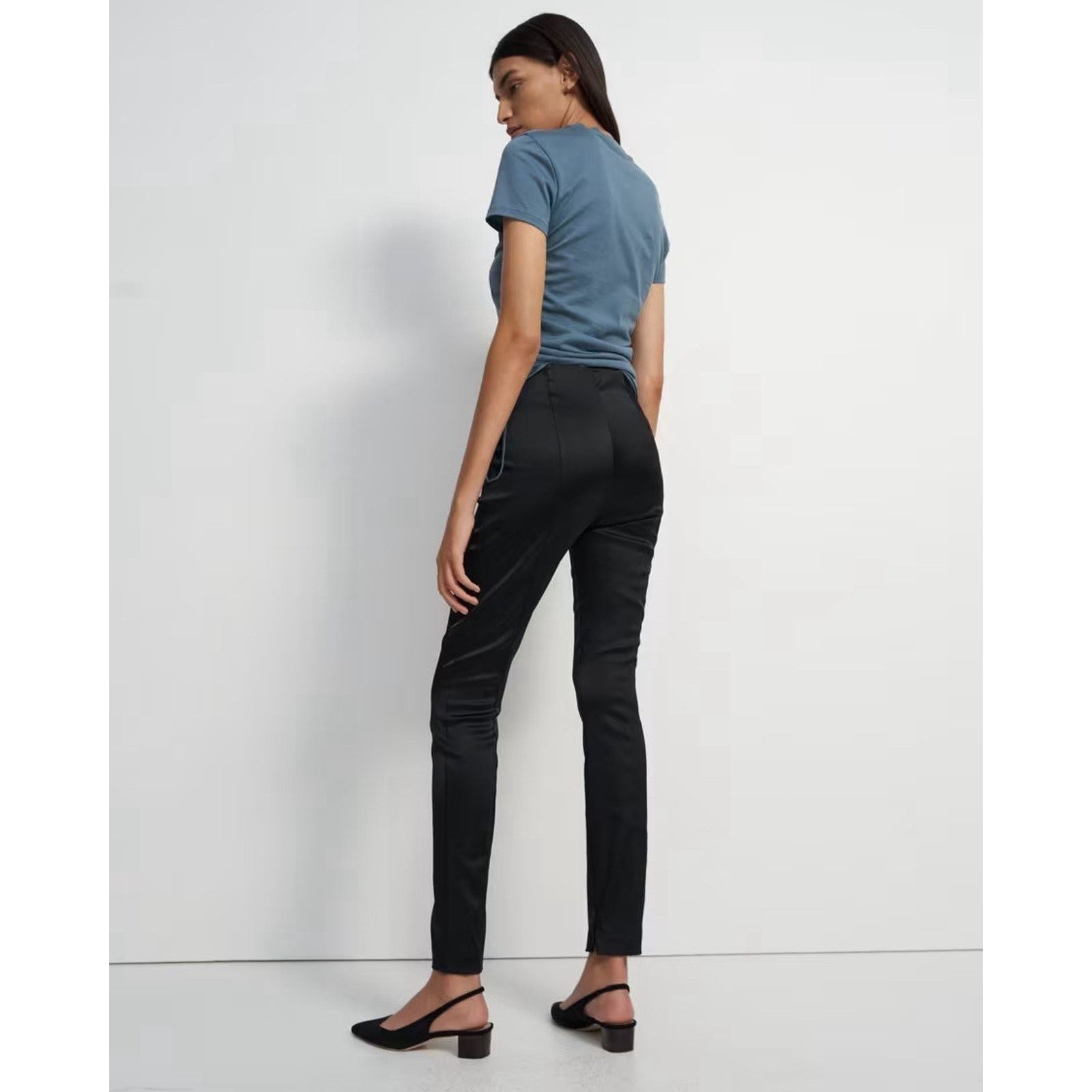 Theory NWT $295 Theory Skinny Legging 4/27 Satin Stretch Ankle Zip Size 27" / US 4 / IT 40 - 13 Thumbnail