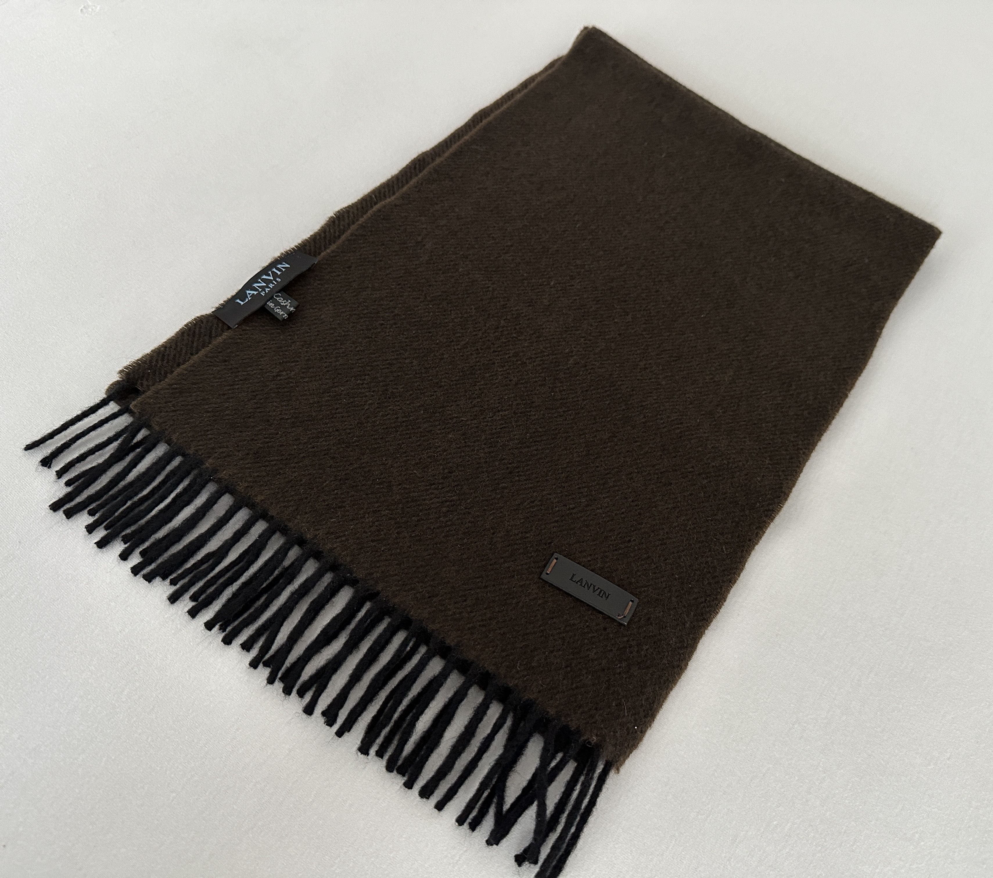image of Lanvin Structured Cashmere Scarf in Brown, Men's