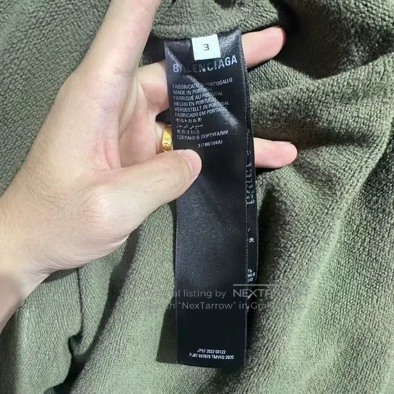 Balenciaga Balenciaga Olive Green Hoodie with Shielded Lines Size US L / EU 52-54 / 3 - 4 Thumbnail