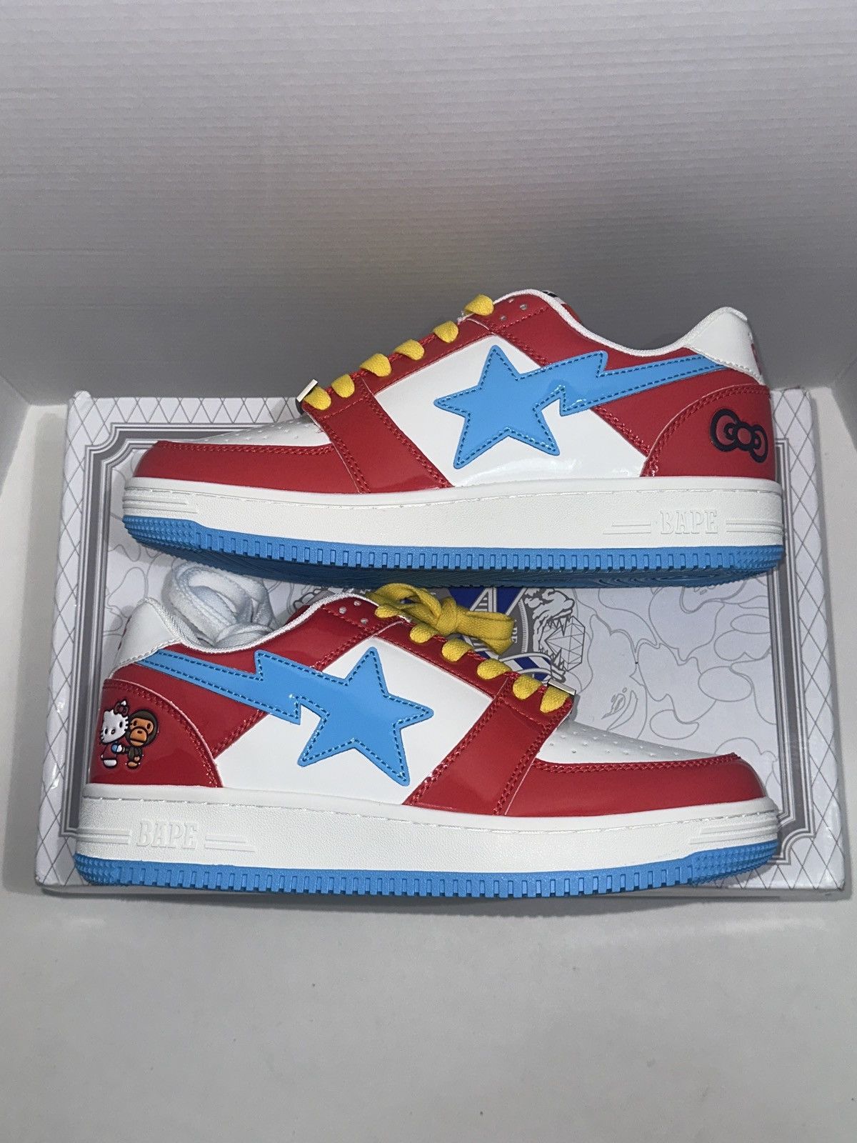 Bape RARE! BAPE X Hello Kitty Patent Leather Bapesta DS US10 Size US 10 / EU 43 - 1 Thumbnail