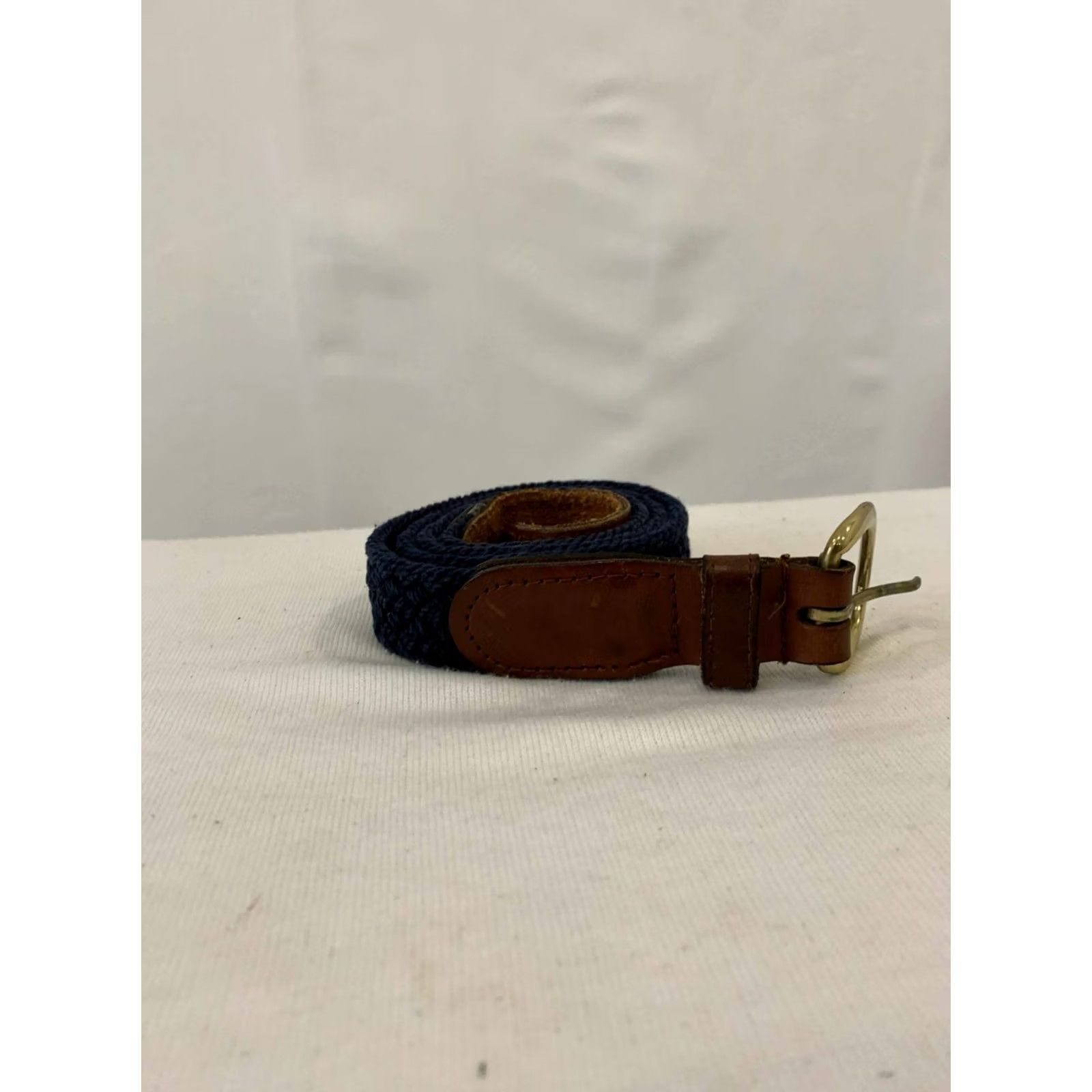 Johnston & Murphy Johnston & Murphy Men's Braided Belt Solid Brass Buckle Size 36 Leather Trim Brown Navy Size 36 - 5 Thumbnail