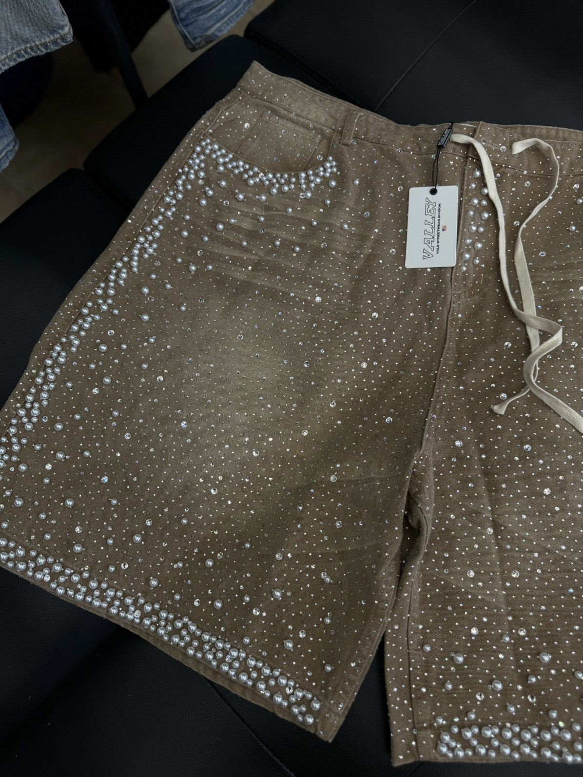 Vale Valley Rhinestone Crystal Shorts Denim Tan Size 40 Size US 40 / EU 56 - 3 Thumbnail