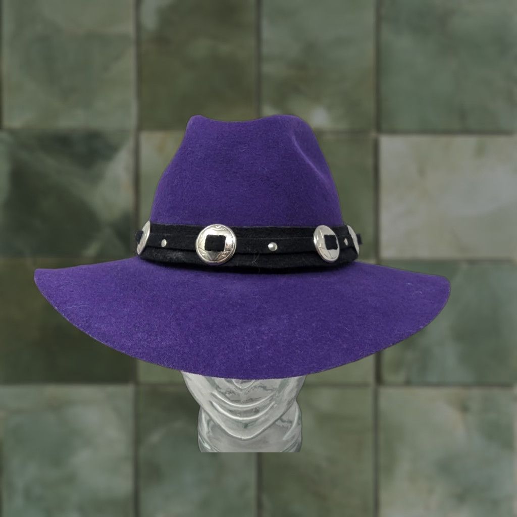Vintage Vintage Eddy Bros Hat Cowboy Fitted Mens Medium Purple Wool Western Concho 90s Size ONE SIZE - 1 Thumbnail