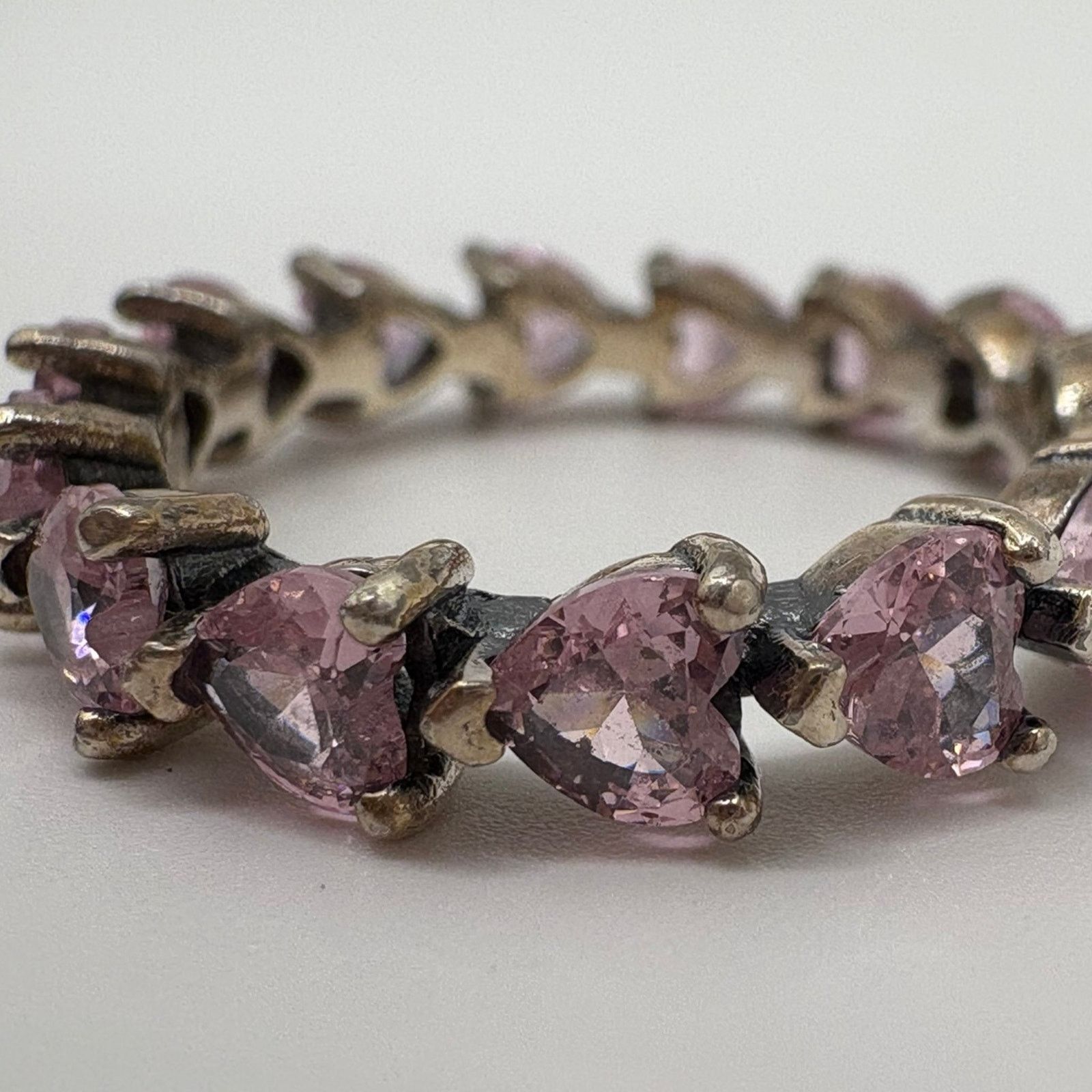 Other Vintage Sterling Silver Pink Heart Eternity Band S925 size 8 Size ONE SIZE - 1 Thumbnail