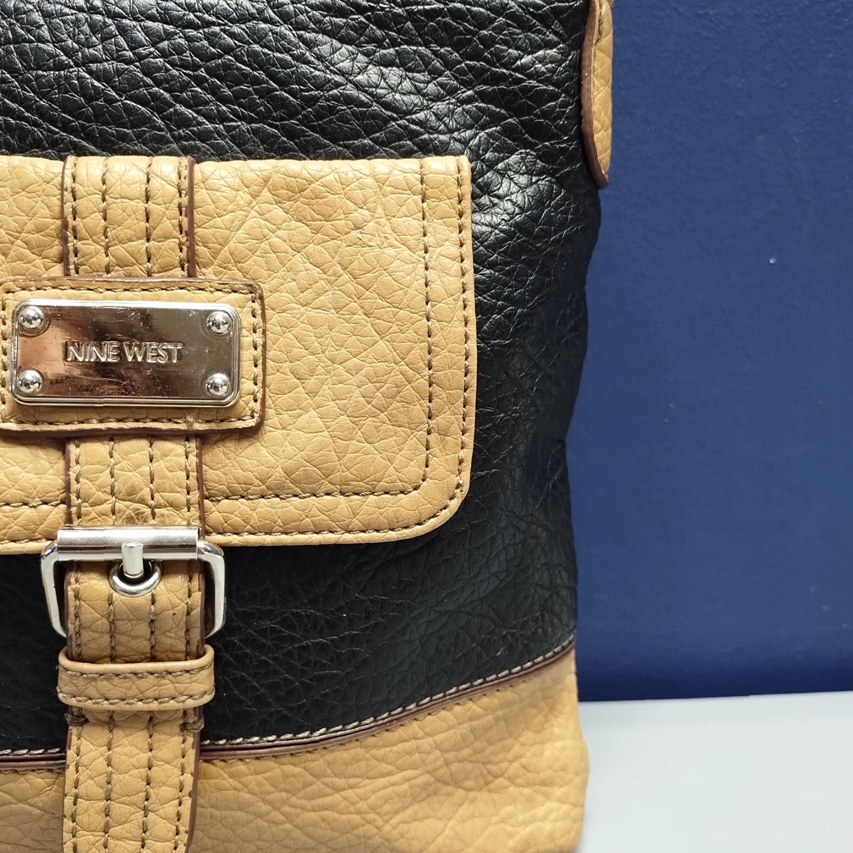 Nine West Nine West Crossbody Bag Monogram Black Tan Two Tone Adjustable Straps Womens Medium Modern Size ONE SIZE - 5 Thumbnail