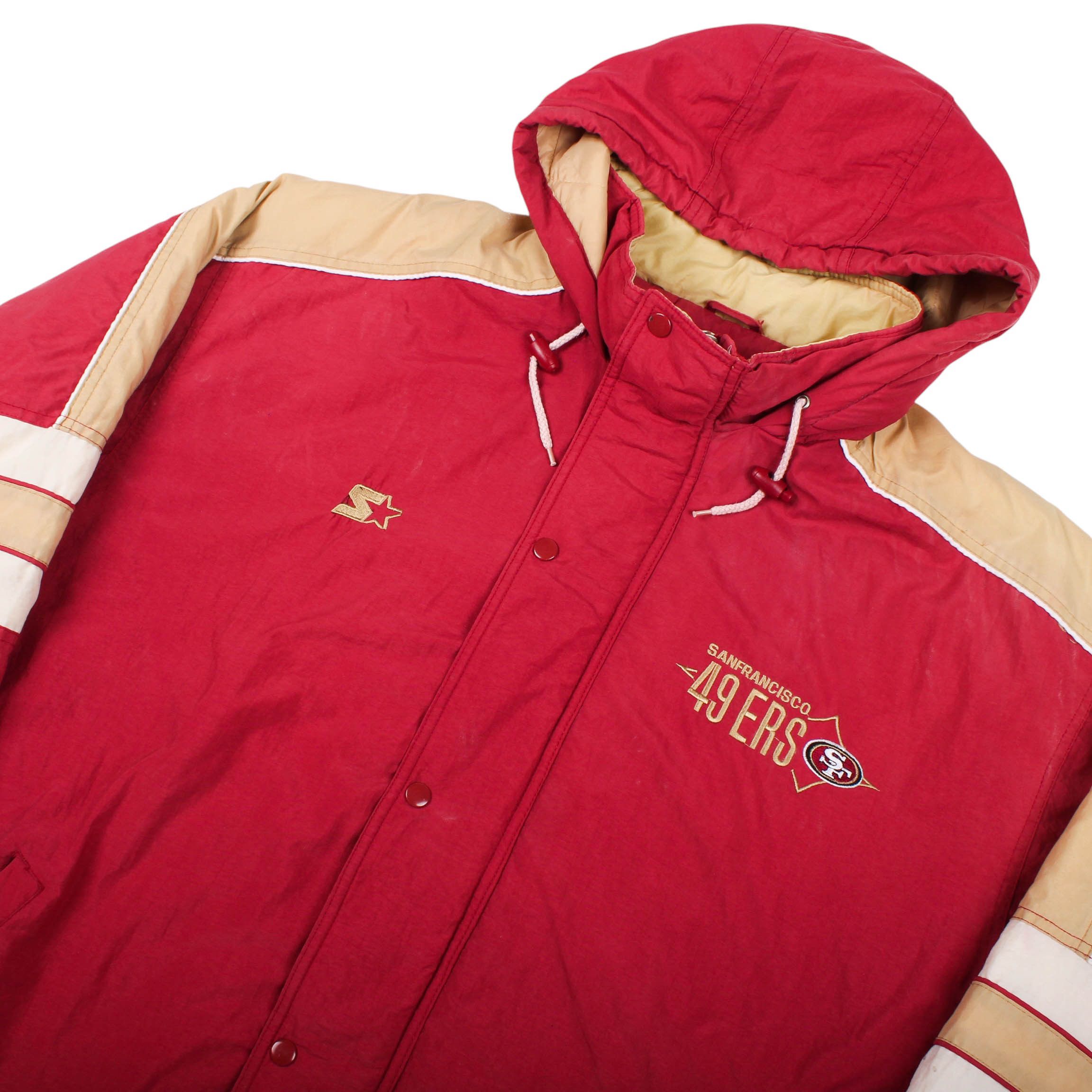 Starter 49ers Starter Jacket 90s San Francisco Hooded Puffer Coat Size US XL / EU 56 / 4 - 3 Thumbnail