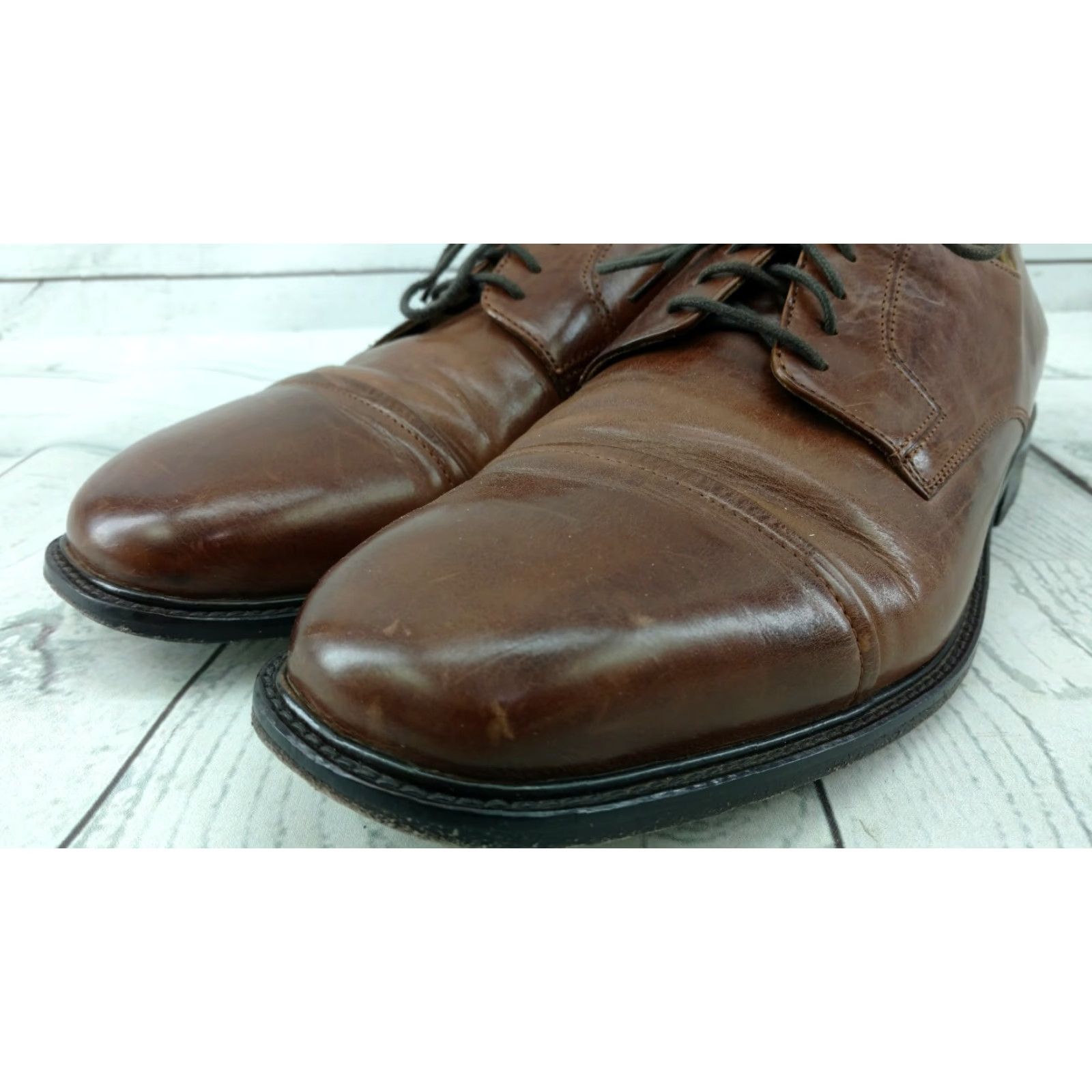Johnston & Murphy Johnston & Murphy Men's Brown Leather Cap Toe Oxfords 9.5M Size ONE SIZE - 4 Thumbnail
