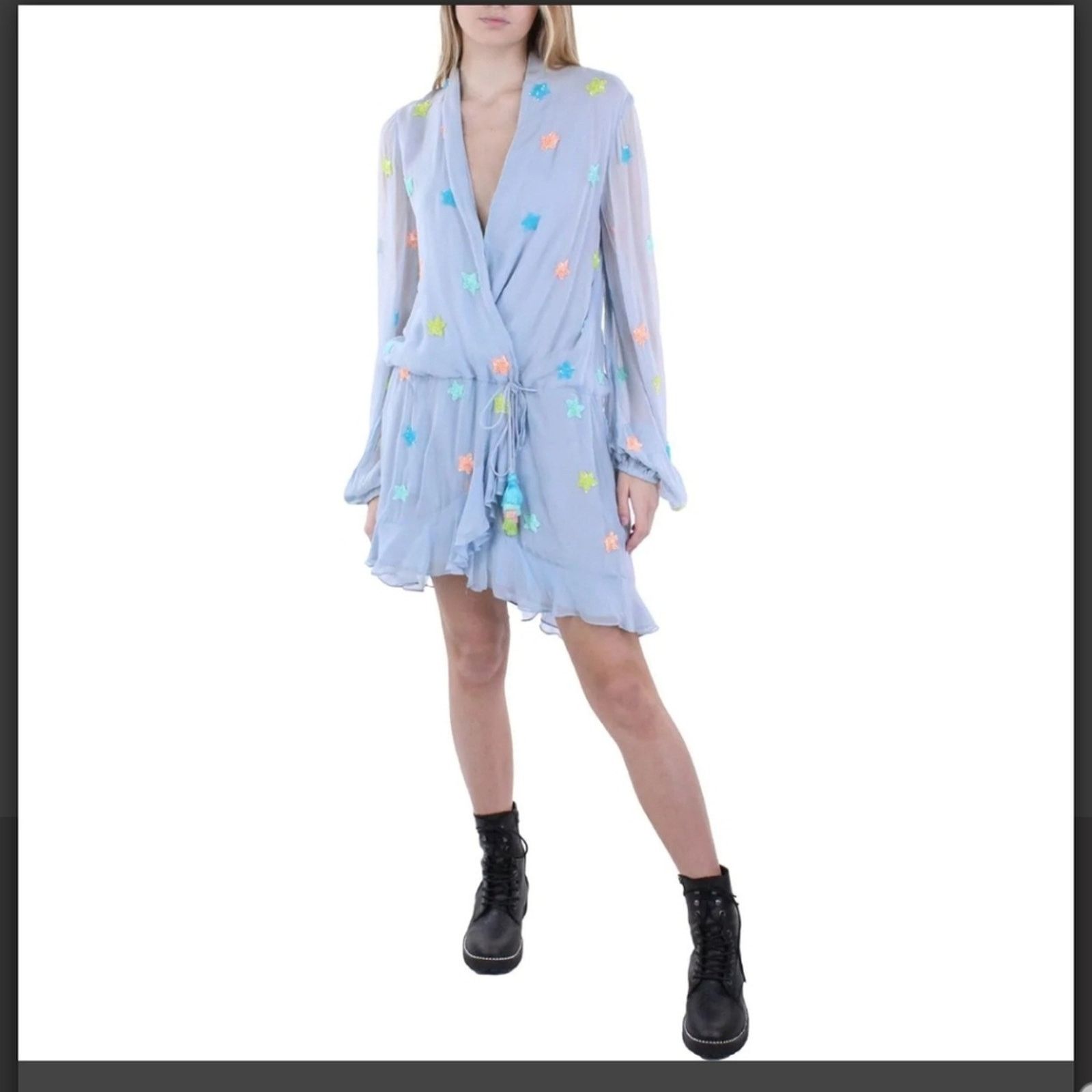 Rococo Sand NWT ROCOCO SAND Georgette Tunic Mini Dress In Blue Size S / US 4 / IT 40 - 1 Thumbnail