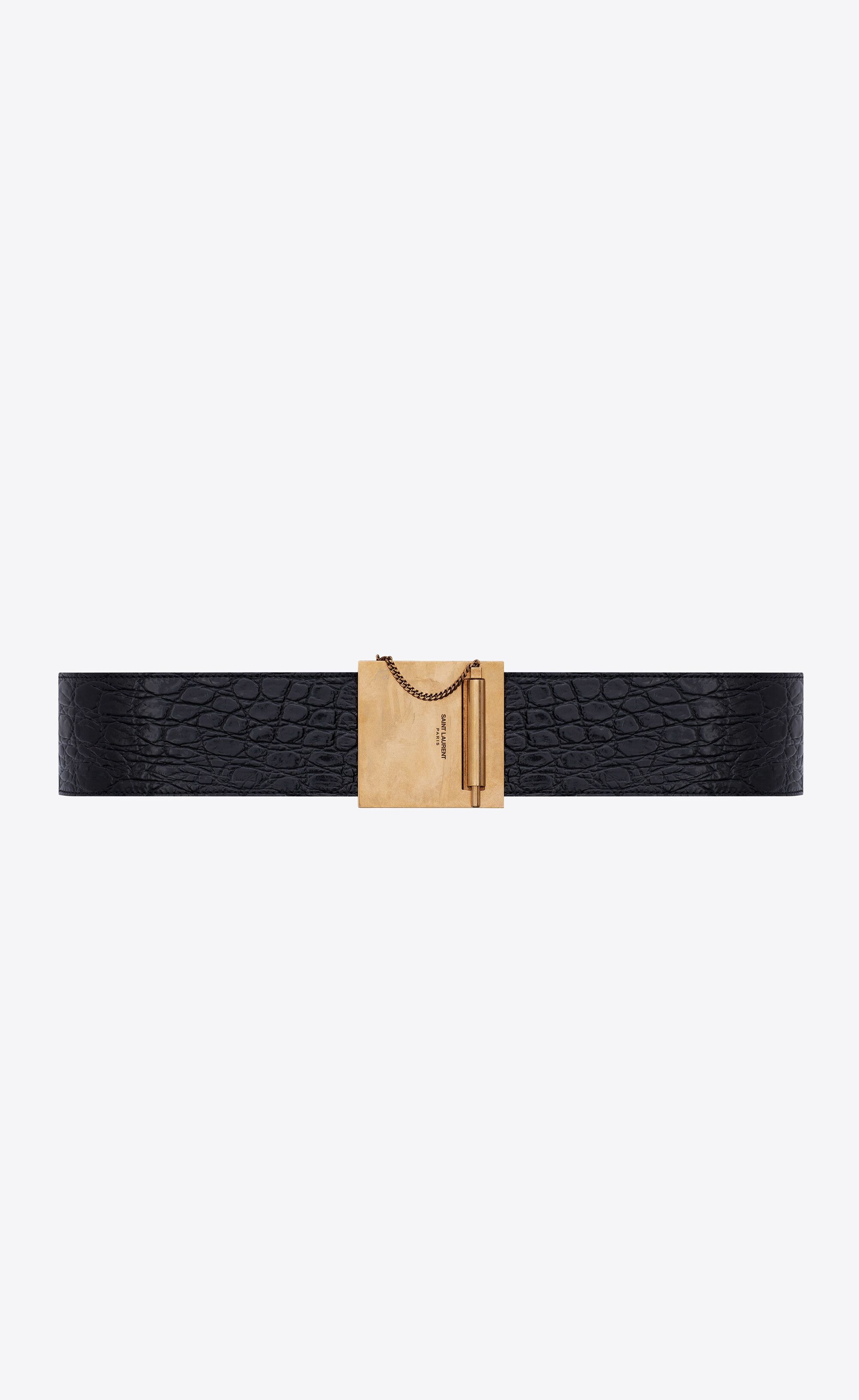 Saint Laurent Paris o1bcso1str1224 Size: 85/Chaine Et Baton Buckle Belt in Black Size ONE SIZE - 1 Thumbnail