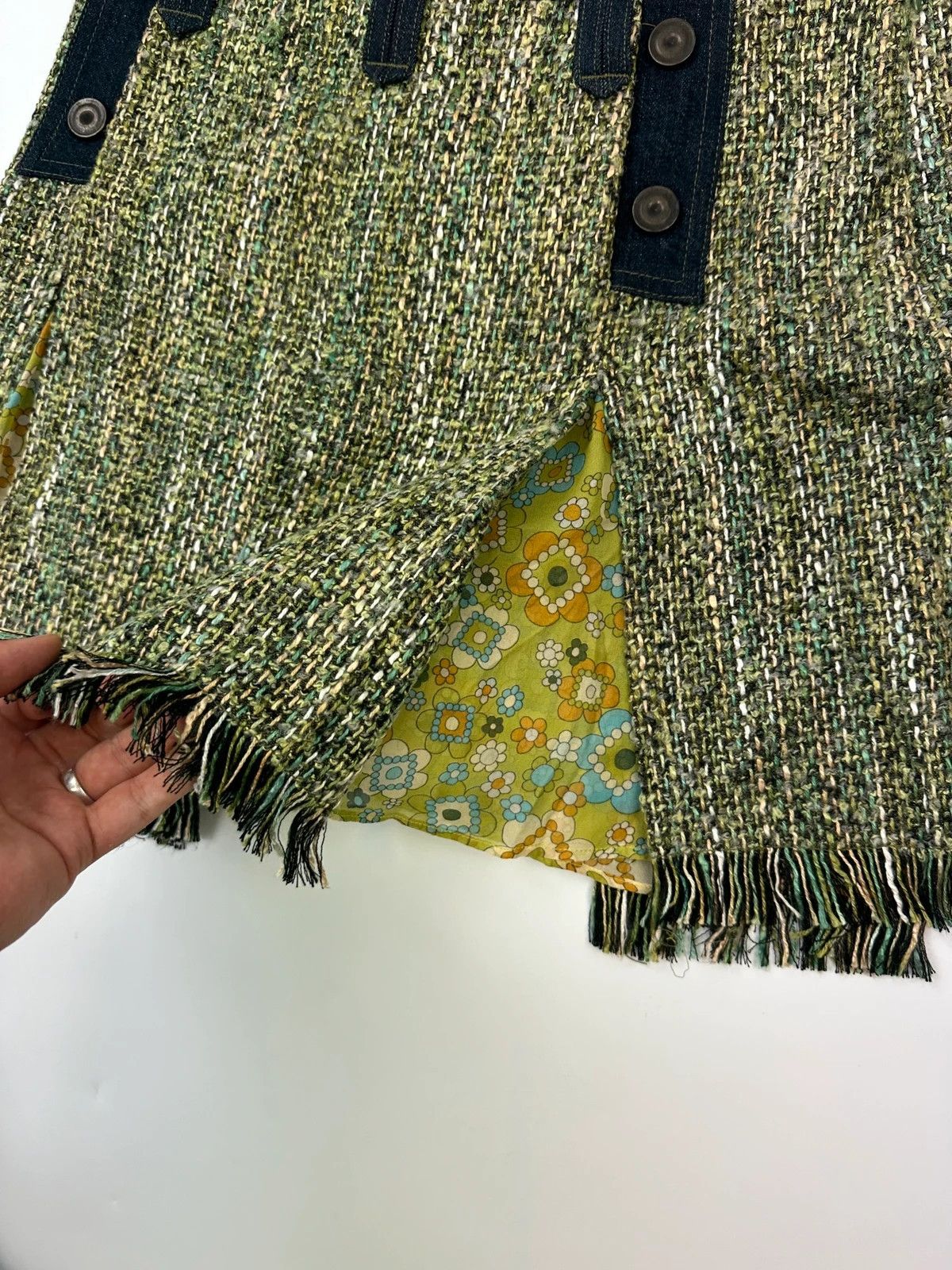 Dolce & Gabbana Dolce & Gabbana 00’s Tweeds & Silk Green Denim Waist Skirt Size 28" / US 6 / IT 42 - 5 Thumbnail