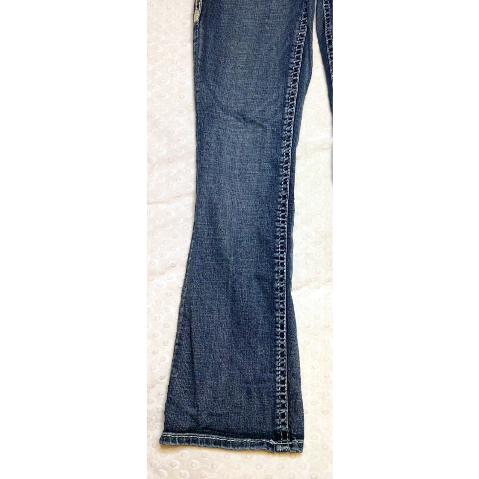 Denime Rock And Roll Cowgirl Jeans Women's 28x30 Mid Rise Bootcut Denim Blue Rhinestone 5-Pocket Stretch Comfort Size 28" / US 6 / IT 42 - 3 Thumbnail