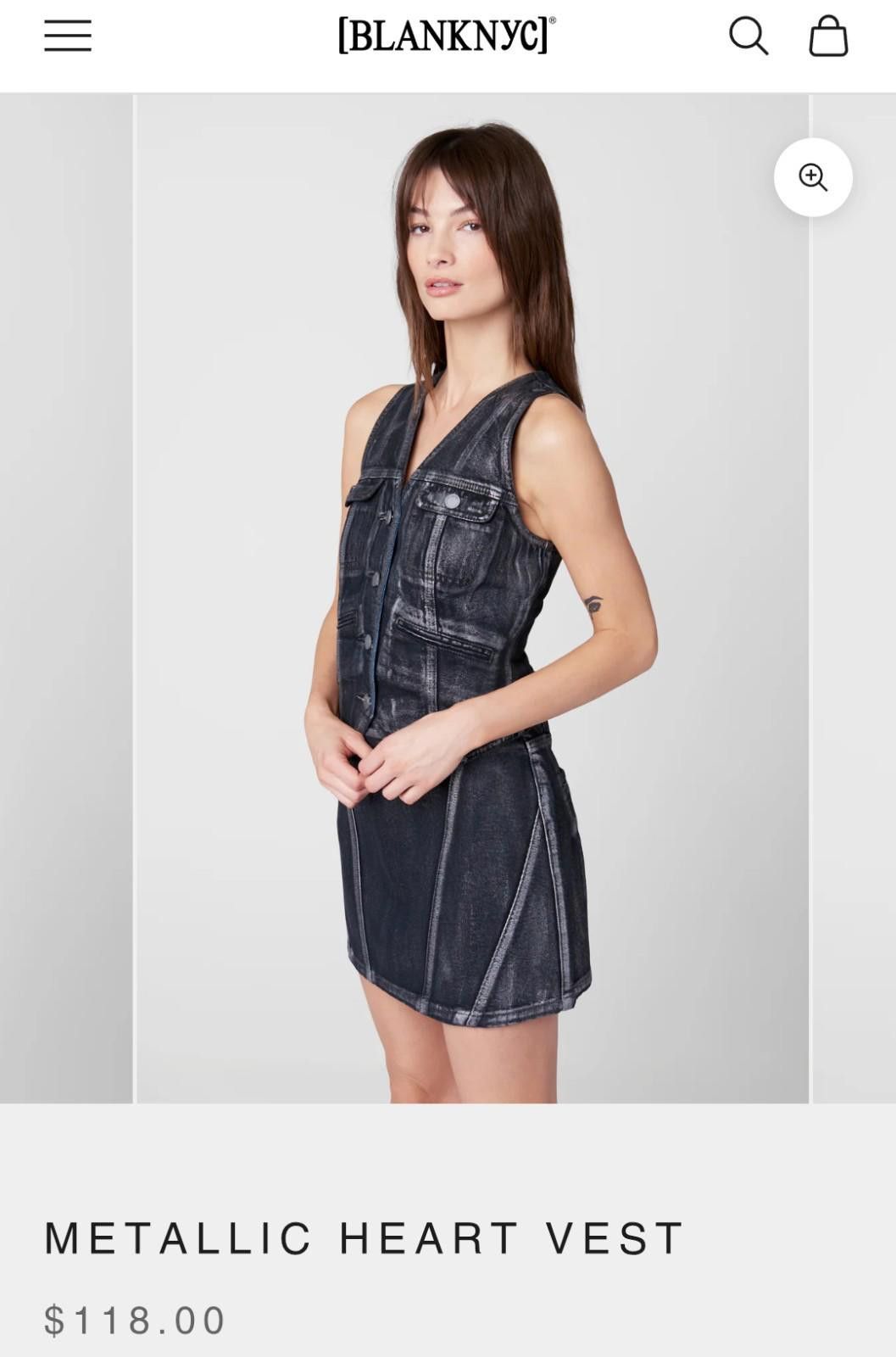 BLANKNYC New SOLD OUT NWT BLANKNYC Denim Vest in Metallic Heart Sz M Size M / US 6-8 / IT 42-44 - 4 Thumbnail