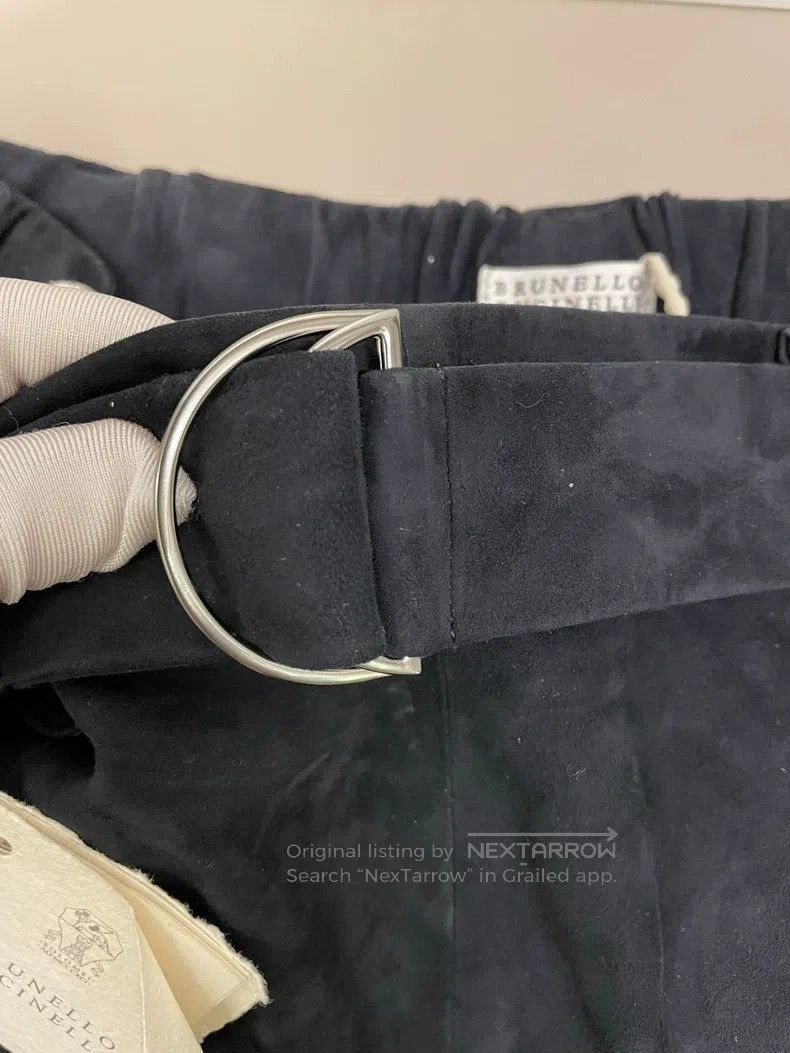 Brunello Cucinelli Brunello Cucinelli Deep Navy Leather High Waisted Trousers Size 27" / US 4 / IT 40 - 8 Thumbnail