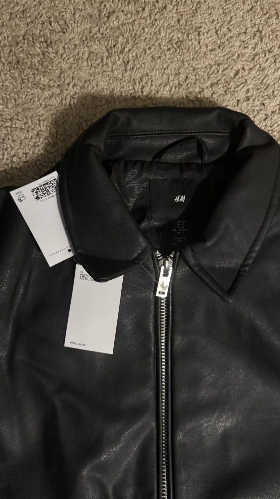 H&M Black Leather Jacket Size US M / EU 48-50 / 2 - 2 Thumbnail