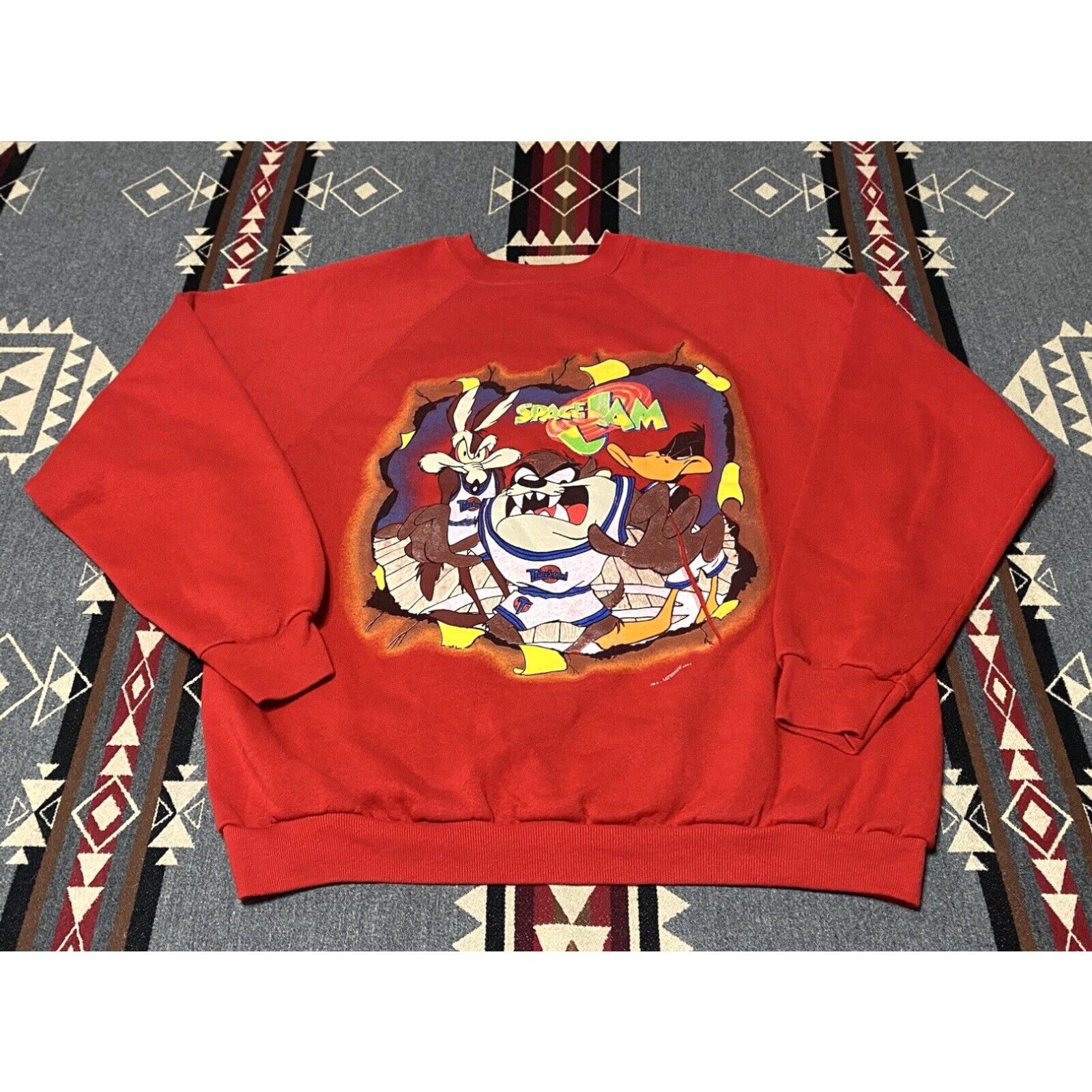 image of Tultex Freeze Space Jam Looney Tunes 1996 Bugs Taz Sweatshirt 90's XL VTG T48 in White, Men's