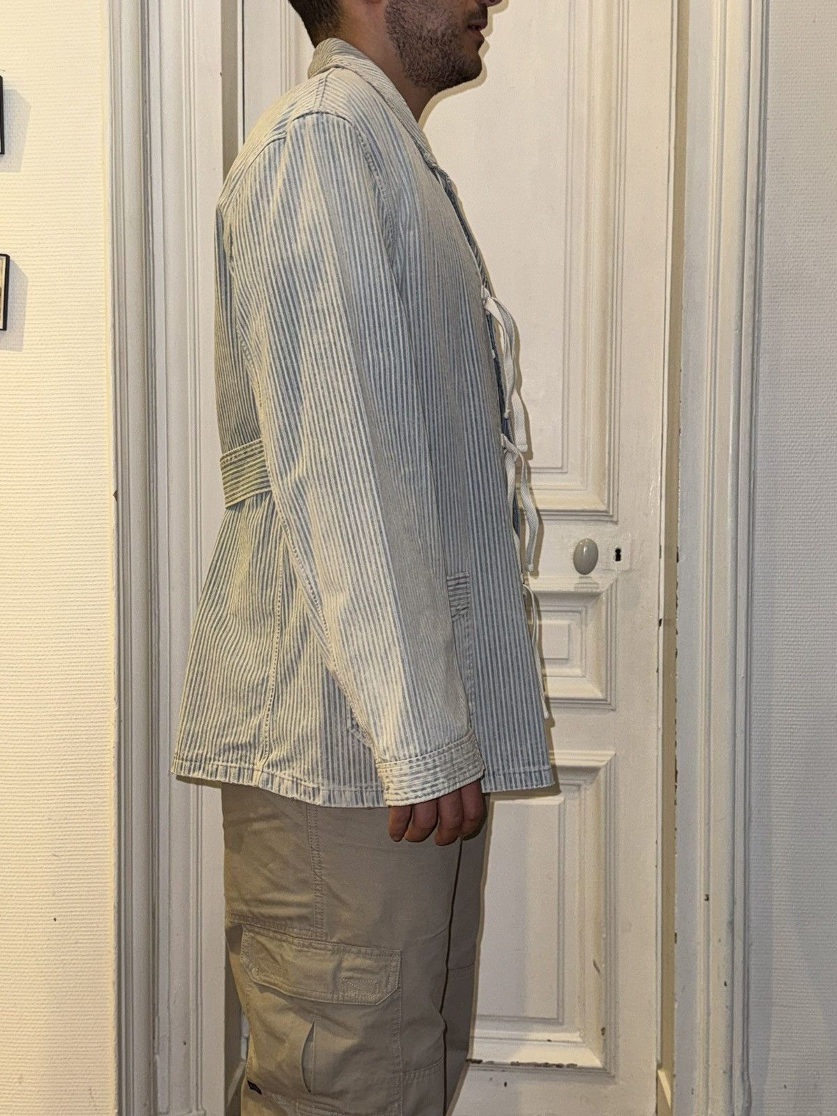 Maison Margiela Maison Margiela - Distressed Striped Gabardine Jacket Size US L / EU 52-54 / 3 - 7 Thumbnail