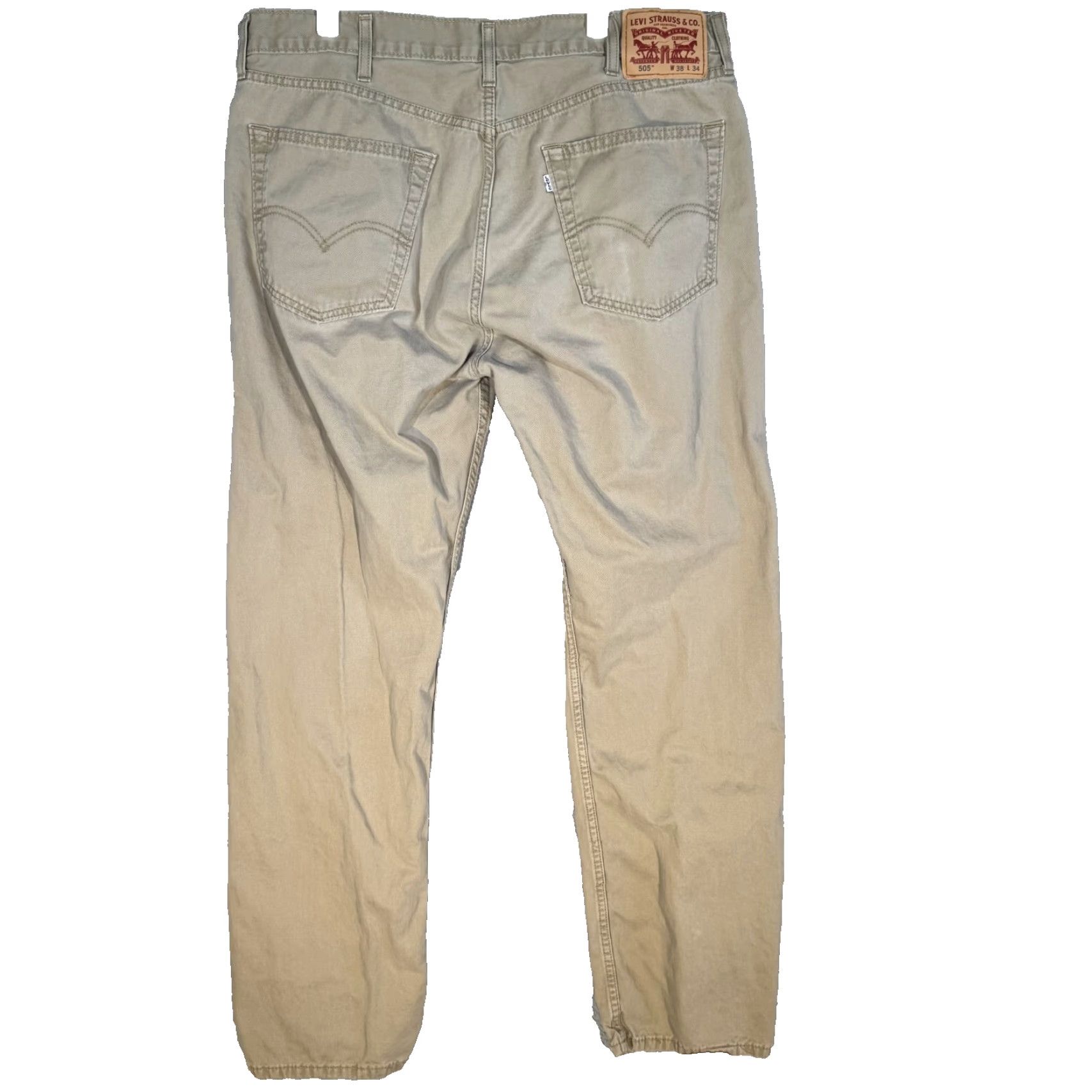 Levi's Levi's 505 Jeans Beige 38 X 34 Regular Straight Mid-Rise Denim Mens Size US 38 / EU 54 - 2 Thumbnail