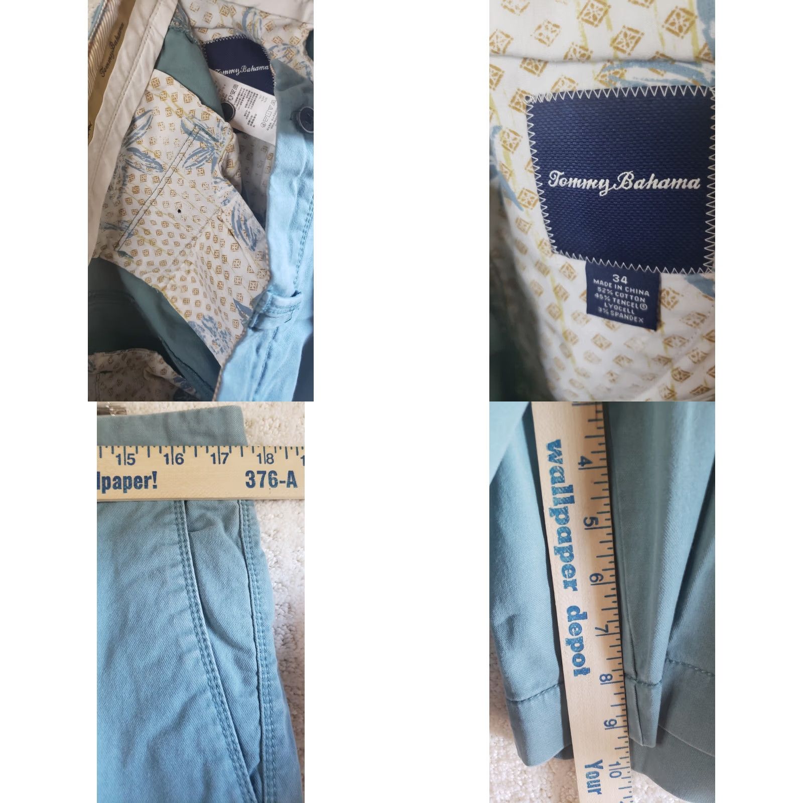 Tommy Bahama Tommy Bahama Men's Chino Shorts Light Blue Green 34 9.5" Inseam Relaxed Cotton Tencel Stretch Casual" Size US 34 / EU 50 - 8 Thumbnail