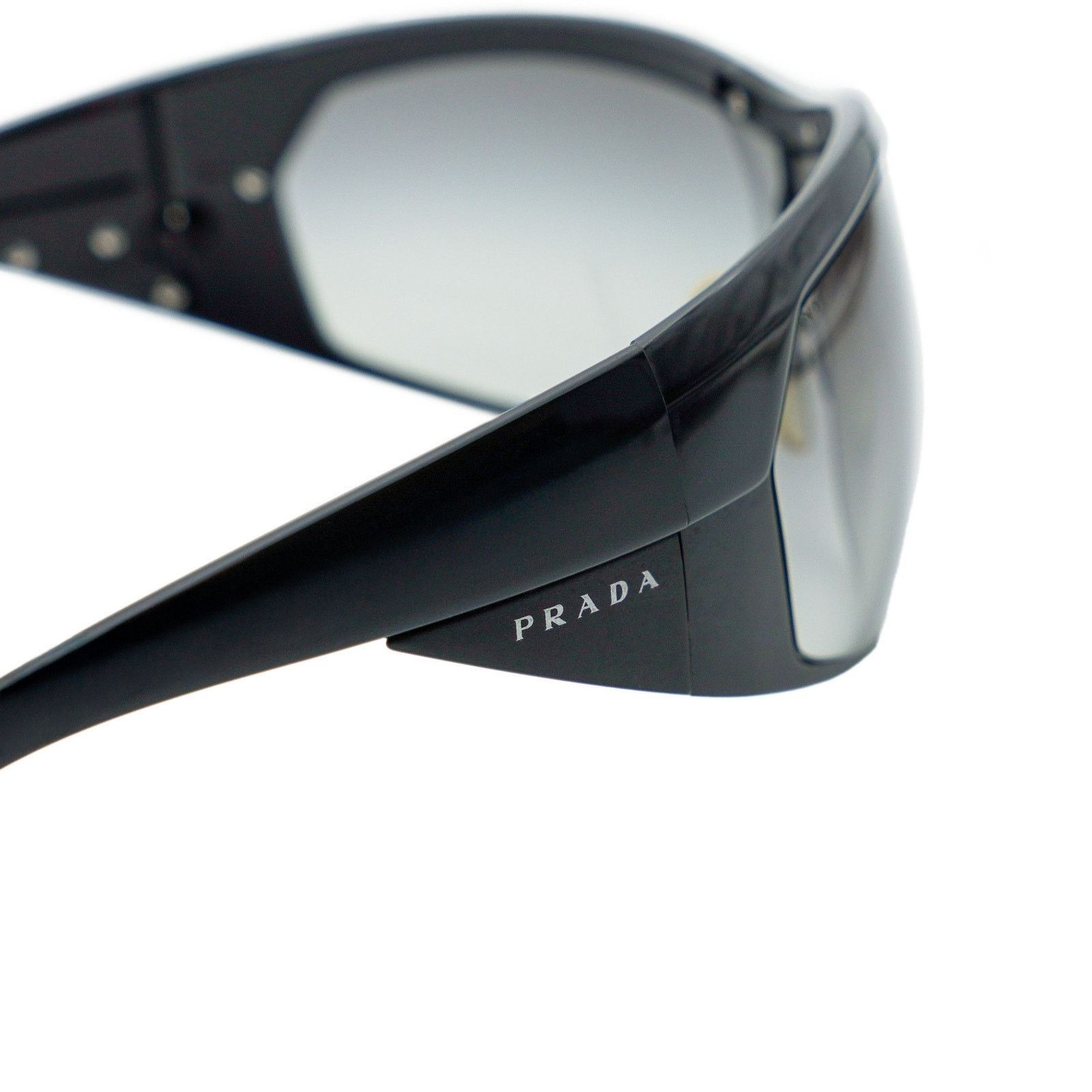 Prada Prada SPR 62I Black Shield Gradient Logo Y2K Sunglasses Size ONE SIZE - 5 Thumbnail