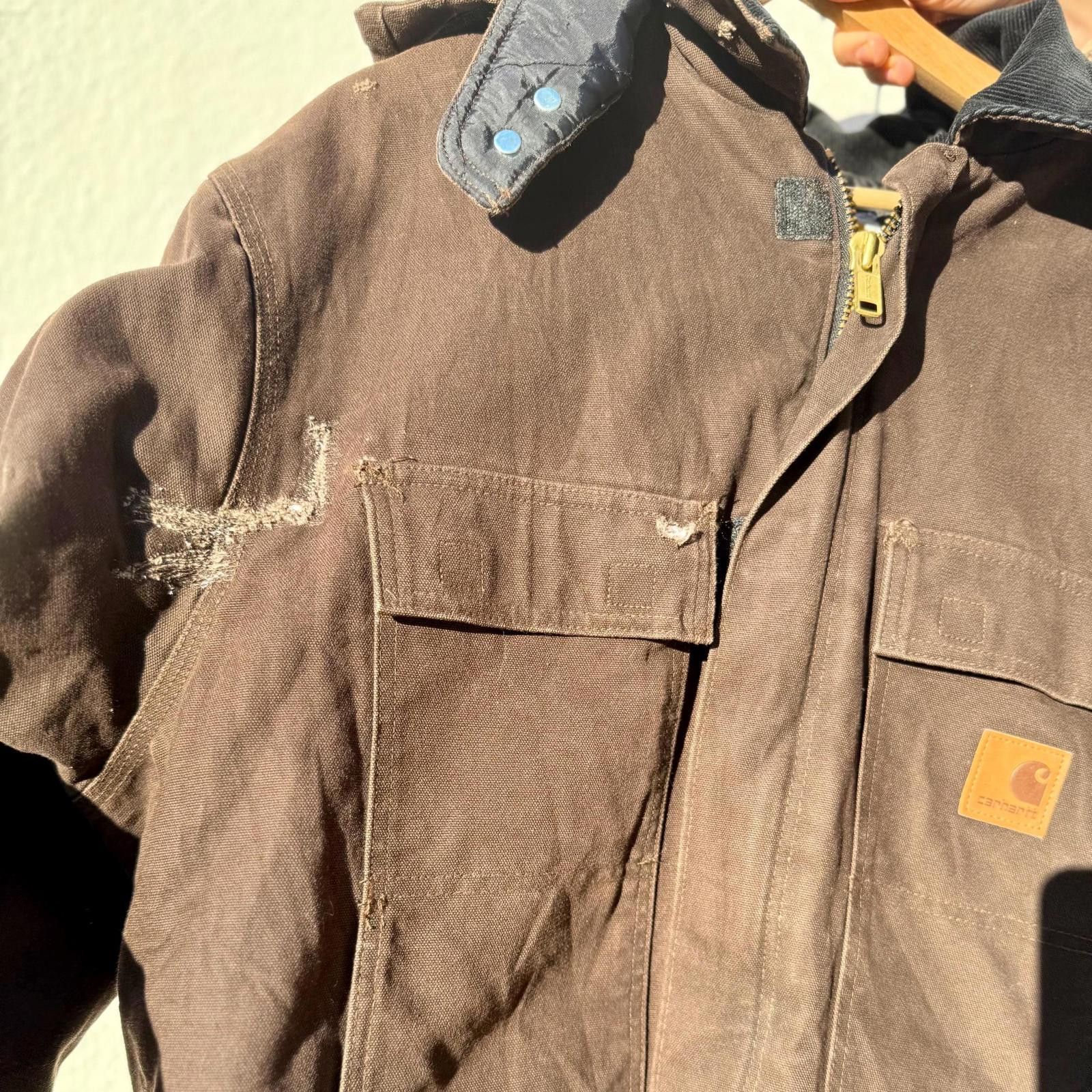 Carhartt Vtg Brown Carhartt Arctic Jacket Quilt Lined Coat Hood XL Size ONE SIZE - 5 Thumbnail