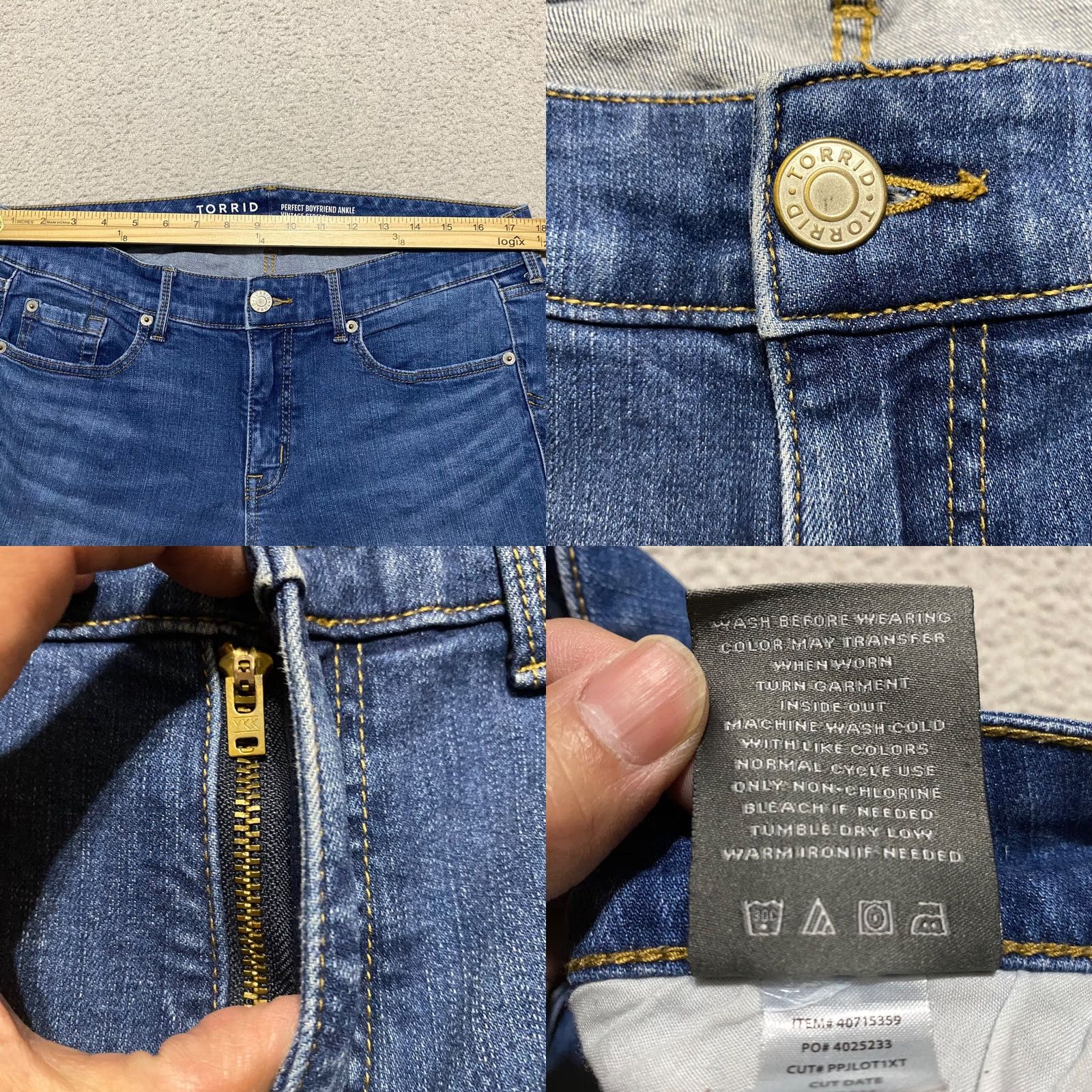 Torrid Torrid Jeans 12 Tall Blue Denim Medium Wash Boyfriend Ankle Stretch Shirt Womens Pants Casual Regular Slim Fit Size 34" / US 12 / IT 48 - 8 Thumbnail