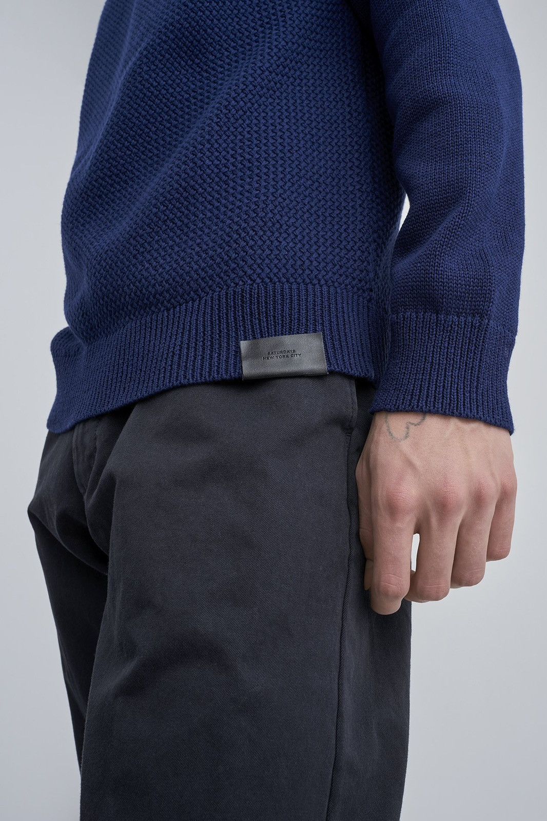 Saturdays NYC Saturdays NYC Basketweave Sweater, Blue Size US XS / EU 42 / 0 - 3 Thumbnail