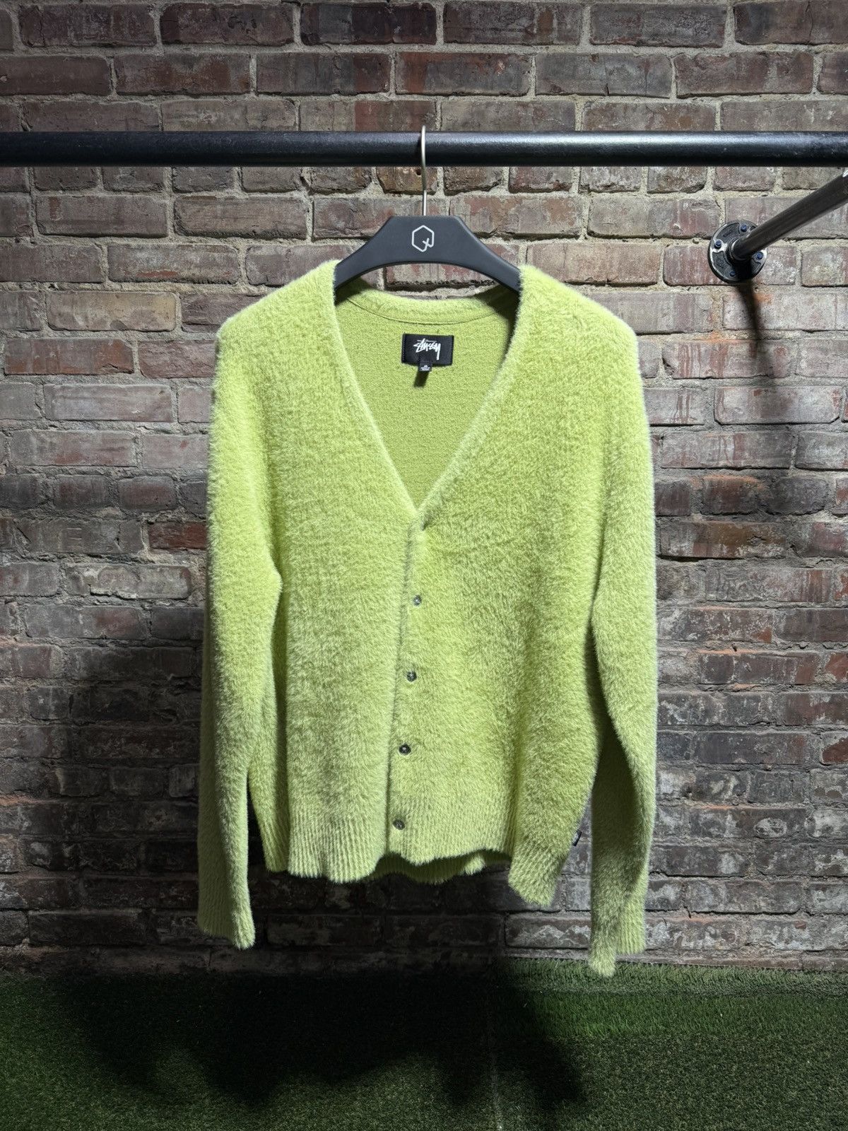 Stussy Stussy Lime Green Shaggy Cardigan Size US M / EU 48-50 / 2 - 1 Thumbnail