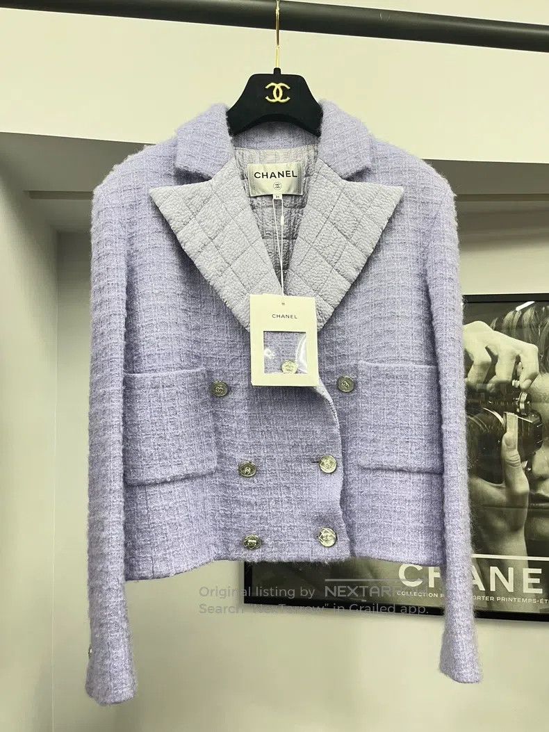 Chanel Chanel Taro purple lapel double-breasted jacket Size XS / US 0-2 / IT 36-38 - 1 Thumbnail