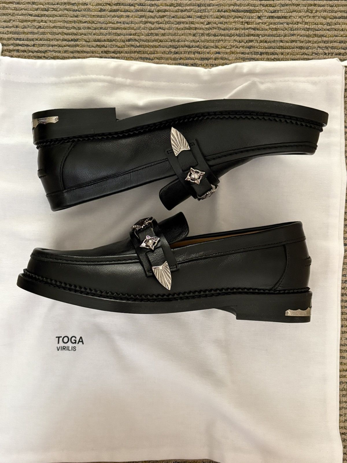 TOGA VIRILIS Saffiano Leather Loafers Size US 6 / EU 39 - 1 Thumbnail