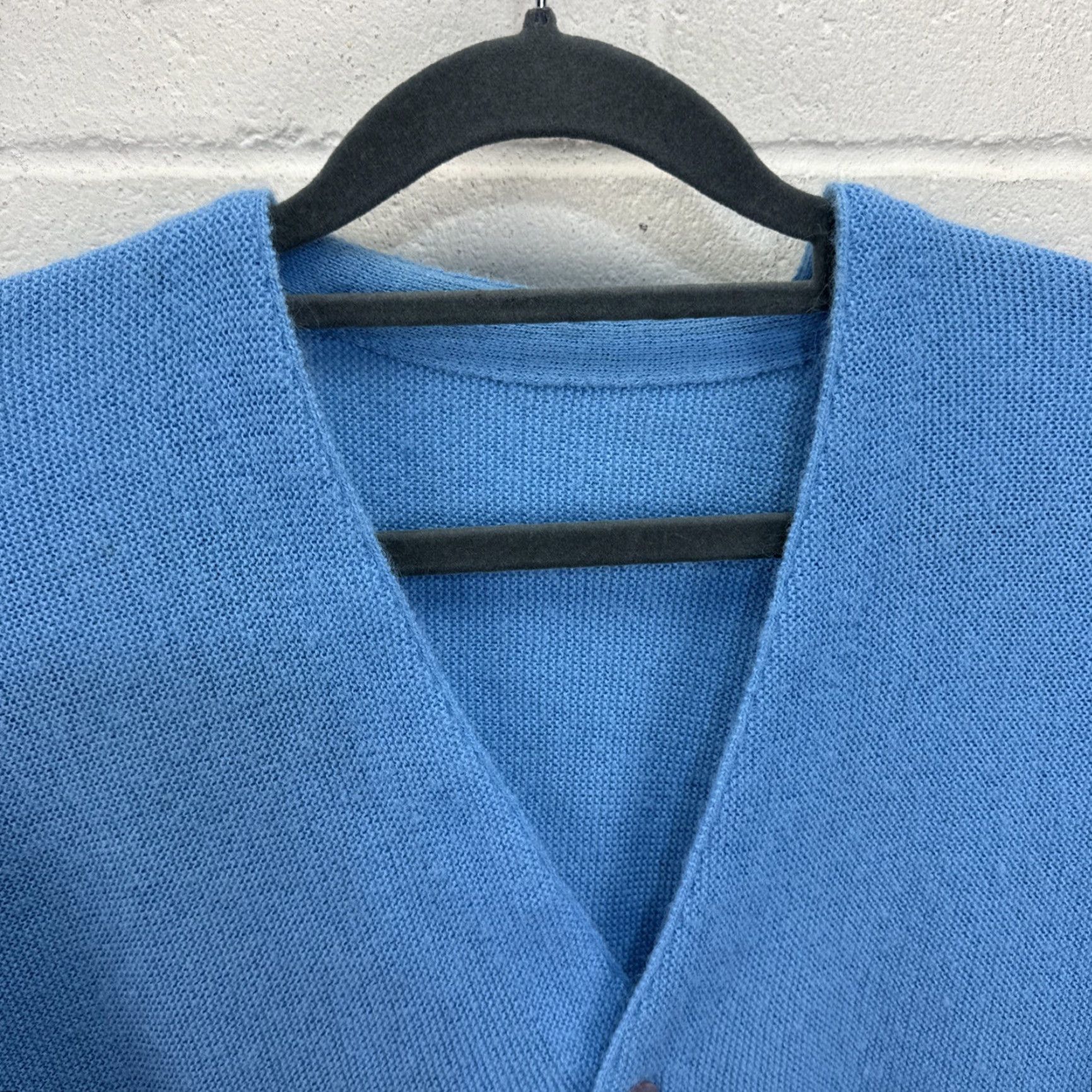 Vintage VINTAGE Cardigan Mens M Blue 60s 70s Wool Button Up Pockets Classic Cardigan Sweater Knit Tightly Woven N/A Size US M / EU 48-50 / 2 - 2 Thumbnail