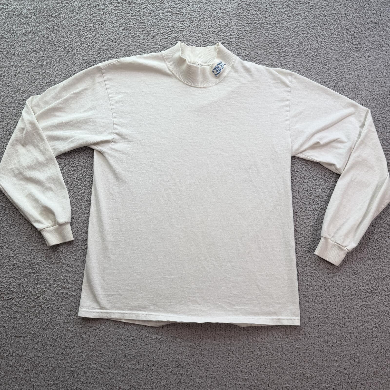Anvil Vintage IBM Computers Mock Neck Long Sleeve Shirt White M Size US M / EU 48-50 / 2 - 1 Thumbnail