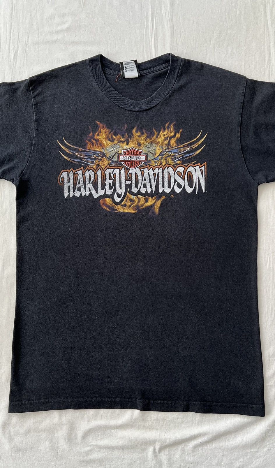 Harley Davidson Vintage 2005 Harley Davidson Fire Flame Motor Black T-shirt Size US L / EU 52-54 / 3 - 5 Thumbnail