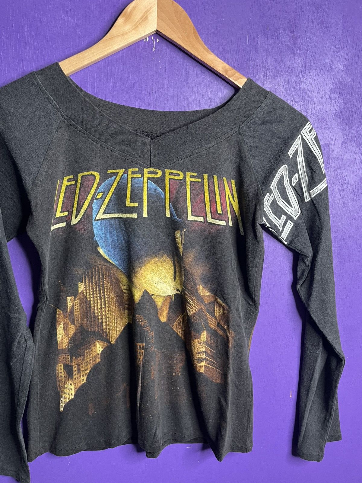 Band Tees × Vintage Vintage 80s Custom Led Zeppelin tour top Size S / US 4 / IT 40 - 3 Thumbnail