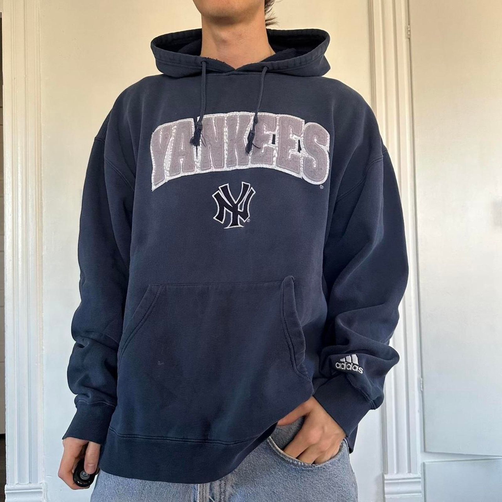 Adidas × Vintage Vintage Y2K Adidas New York Yankees MLB Hoodie Sweatshirt Size US XXL / EU 58 / 5 - 6 Thumbnail