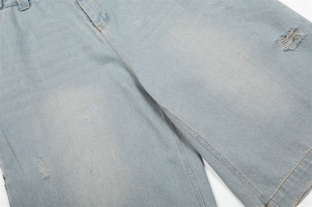 Japanese Brand × Jean Men's loose retro all-match ripped washed denim shorts Size US 32 / EU 48 - 6 Thumbnail