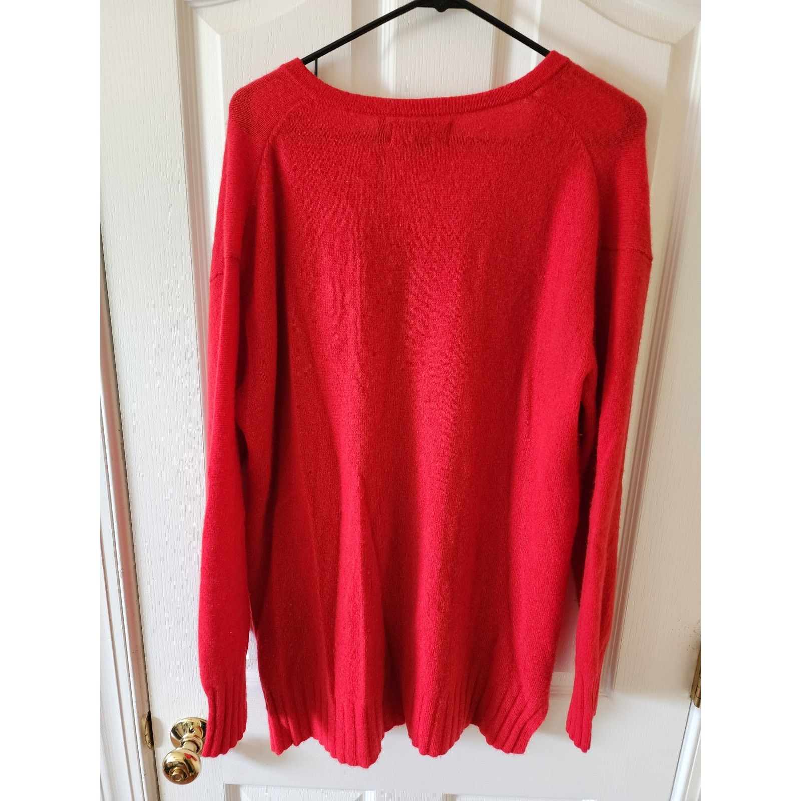 Anthropologie Anthropologie 100% Cashmere Collection V-Neck Sweater Red XL Size XL / US 12-14 / IT 48-50 - 2 Thumbnail