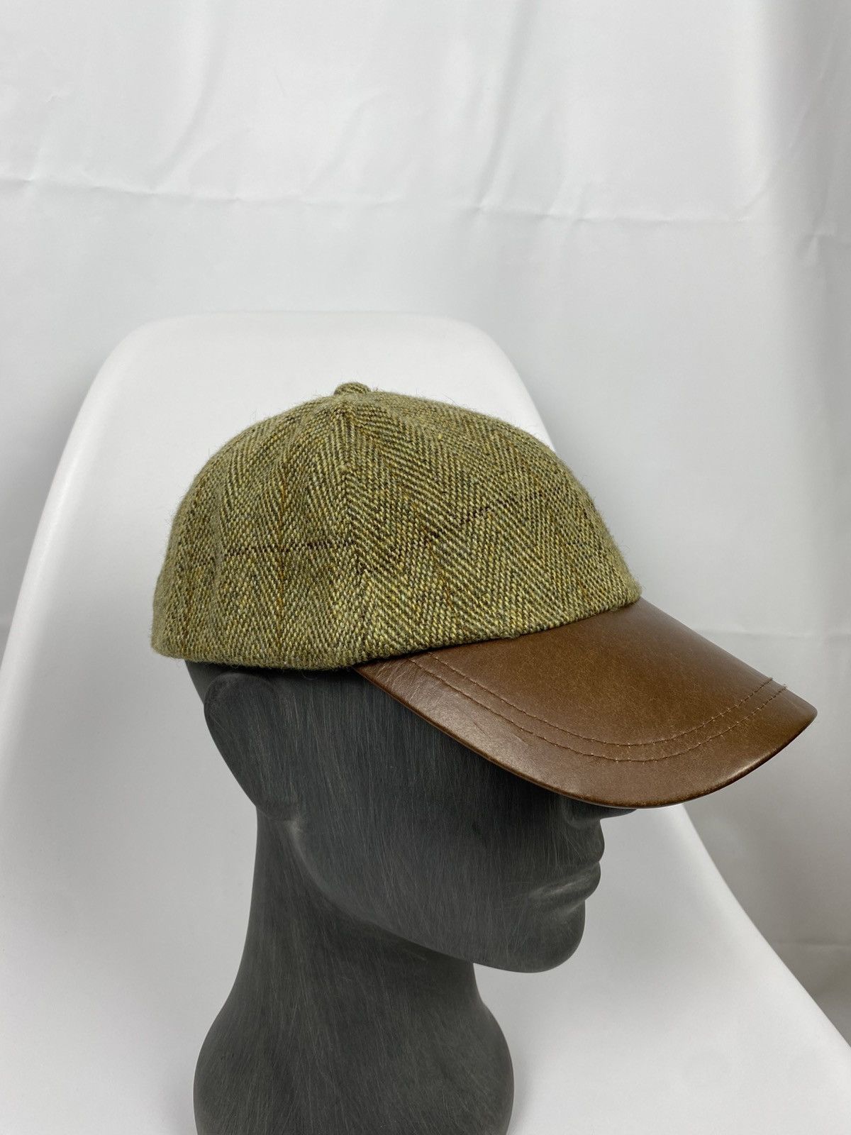 Vintage Tweed Herringbone Wool Baseball Cap Genuine Leather size S Size ONE SIZE - 1 Thumbnail