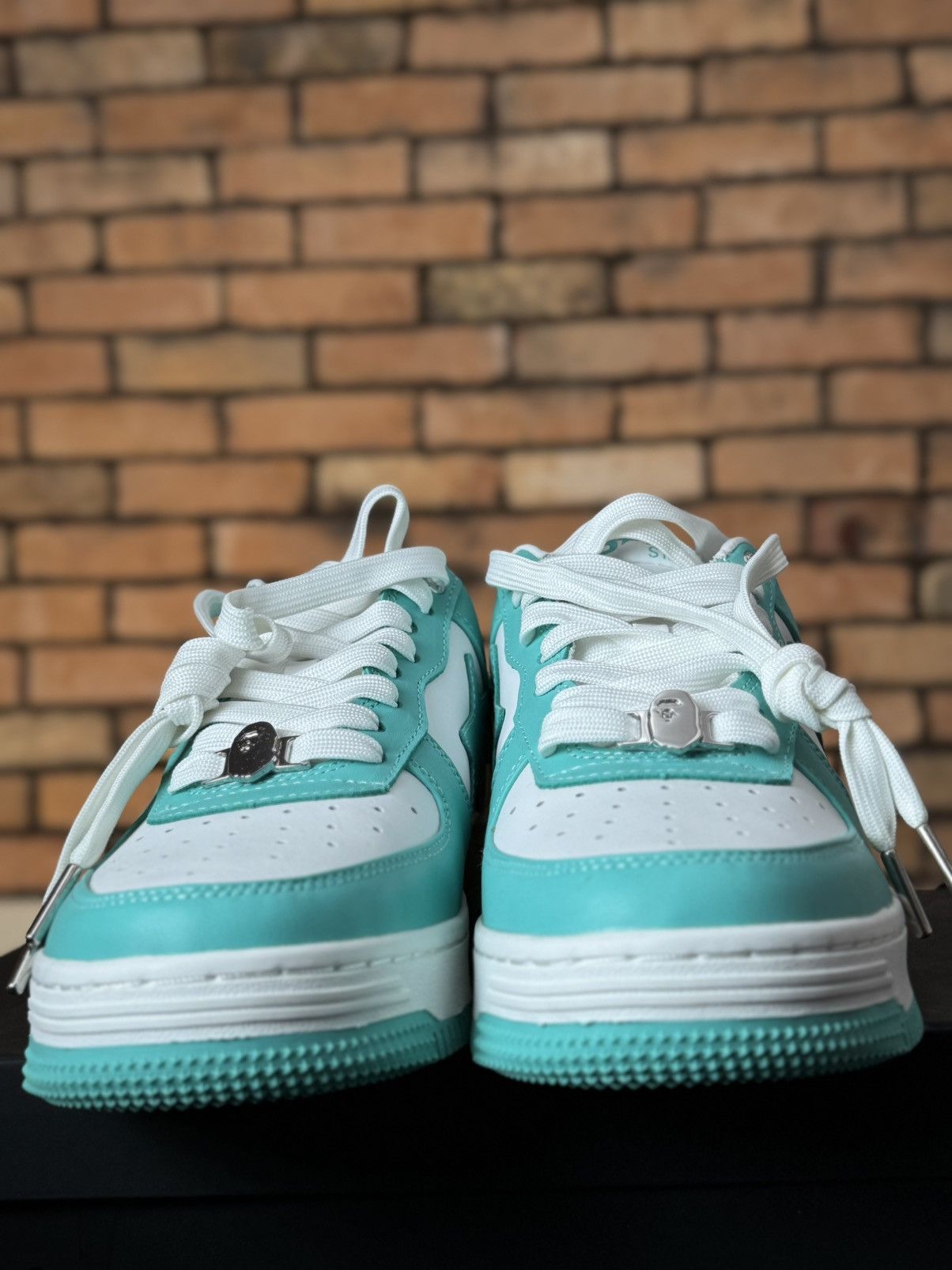 Bape NEW BAPESTA TEAL WHITE MINT GREEN AIR SNEAKERS M1 FORCE Size US 10 / EU 43 - 2 Thumbnail