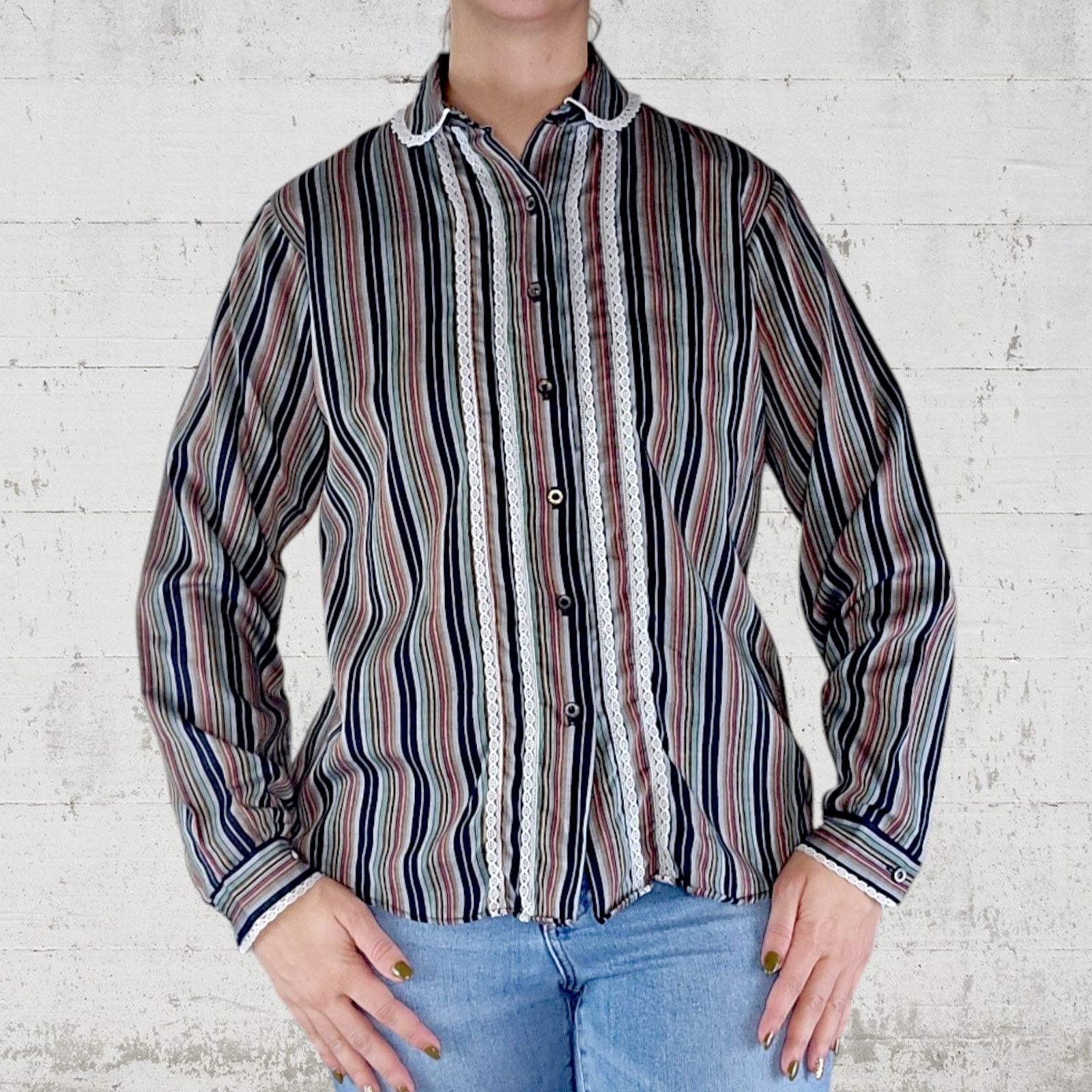 Vintage Vintage Retro Striped Button Down Blouse Size 12 Size XL / US 12-14 / IT 48-50 - 10 Thumbnail