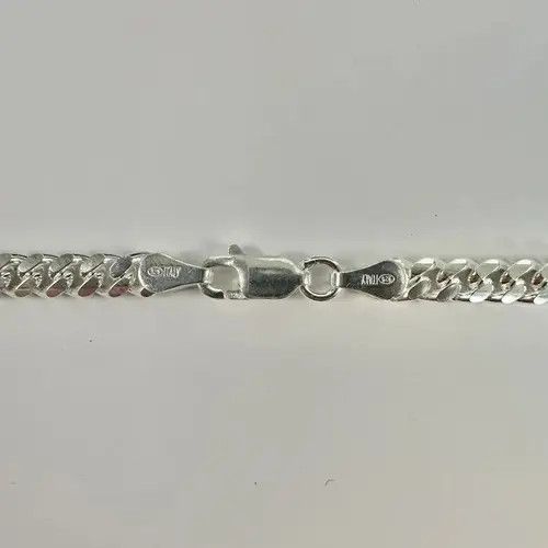 Jewelry Silver Chain Solid .925 Silver Miami Cuban Link 4mm 18 Inch Size ONE SIZE - 7 Thumbnail
