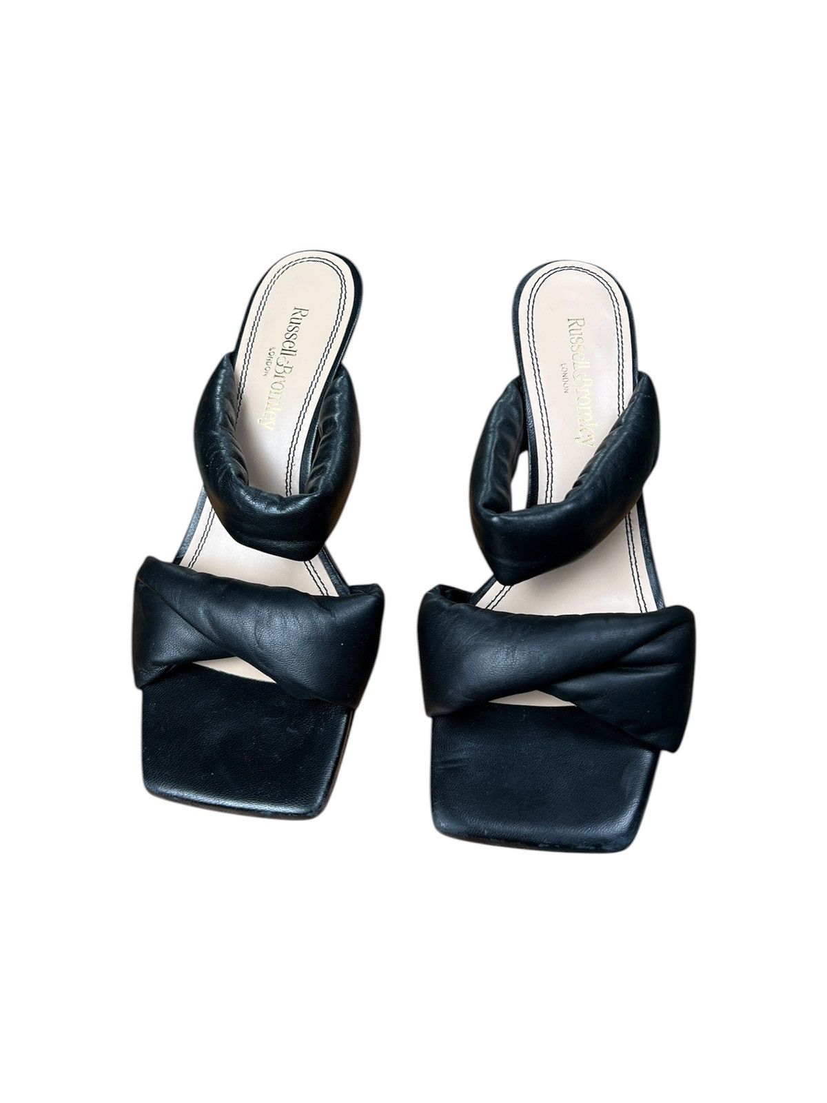 Russell & Bromley Russell & Bromley Black Leather Knotted Padded Mules Heels Size US 8 / IT 38 - 3 Thumbnail