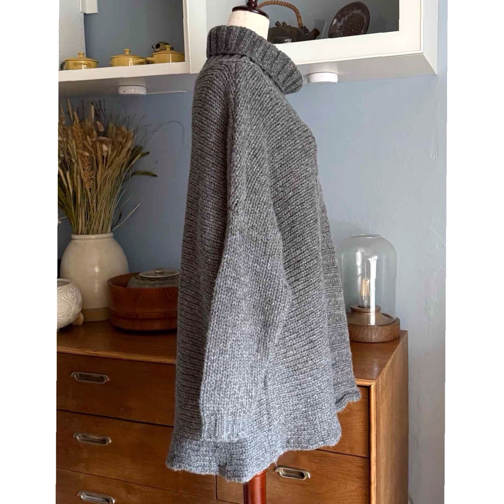Vintage VINTAGE Kristensen Du Nord Chunky Knit Wool Sweater Turtleneck Lagenlook Grey Sz 2/M Womens Pull Over 82% wool, 18% nylon Size XS / US 0-2 / IT 36-38 - 5 Thumbnail