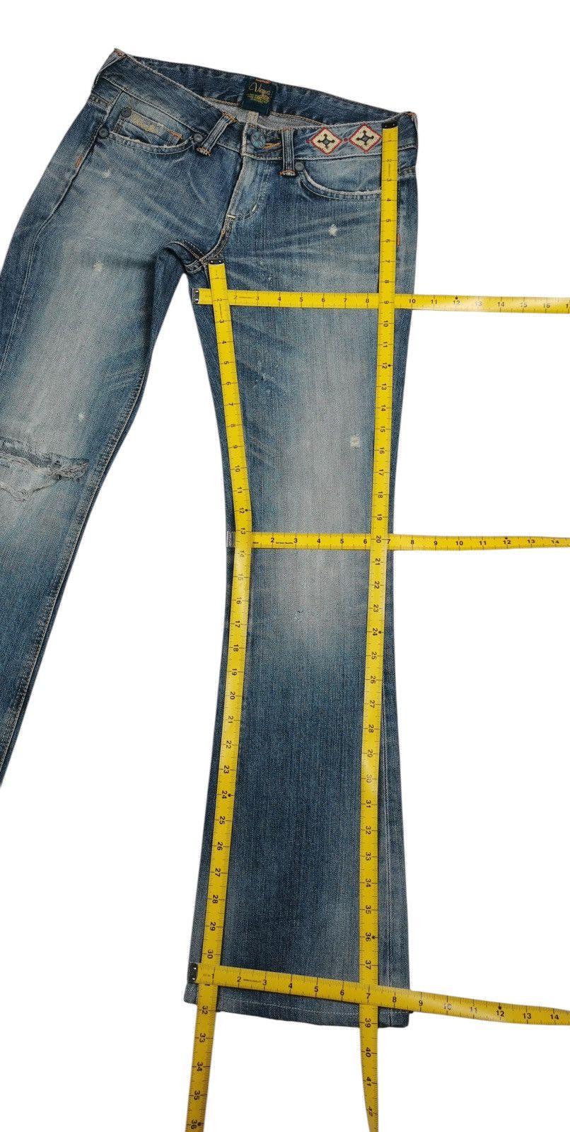 Edwin Edwin Vienus Distressed Flare Jeans Vintage Japan Denim Size 29" - 12 Thumbnail